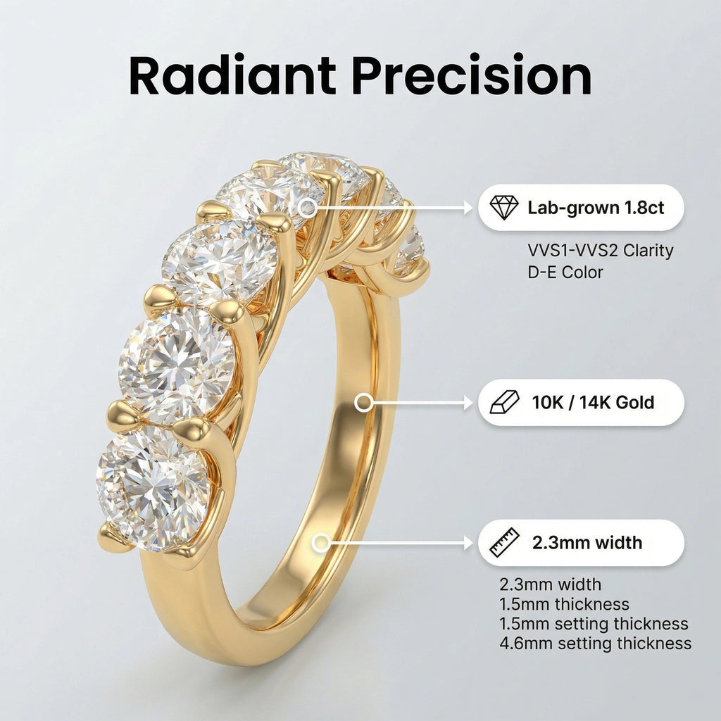 1.80CT Six-Stone Lab-Grown Diamond Ring in 10K or 14K Yellow Gold