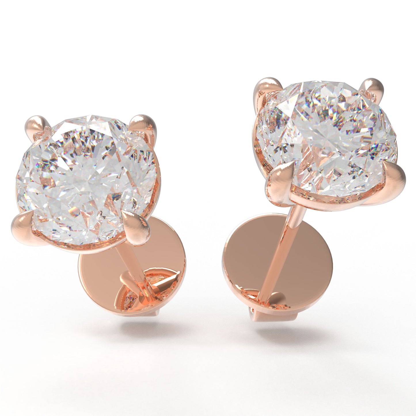 Lab-Grown Diamond Stud Earrings for Women, 0.5ct/1ct D-E VVS1-VVS2, 10K/14K/18K Rose Gold, Gift for Her