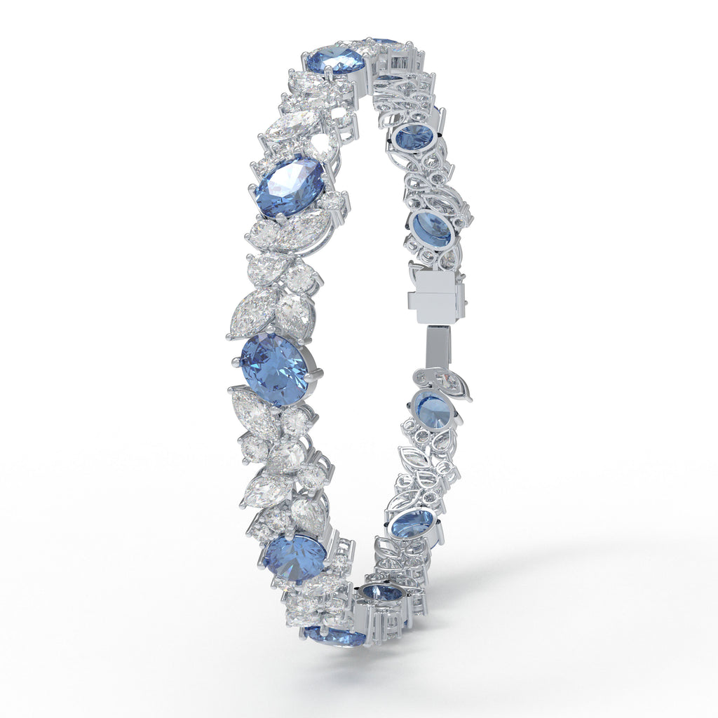 ELVORIQUE Eternelle Platinum Lab-Grown Sapphire and Diamond Bracelet