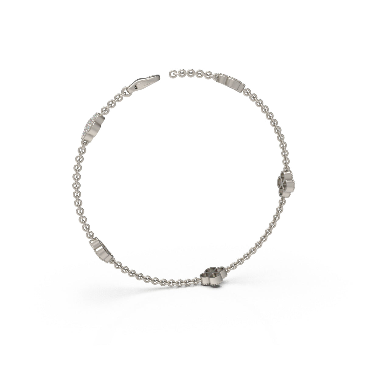 ELVORIQUE Lucky Clover Lab-Grown Diamond Station Bracelet