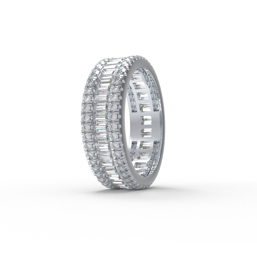 ELVORIQUE 141-Stone Round & Baguette Moissanite Eternity Ring