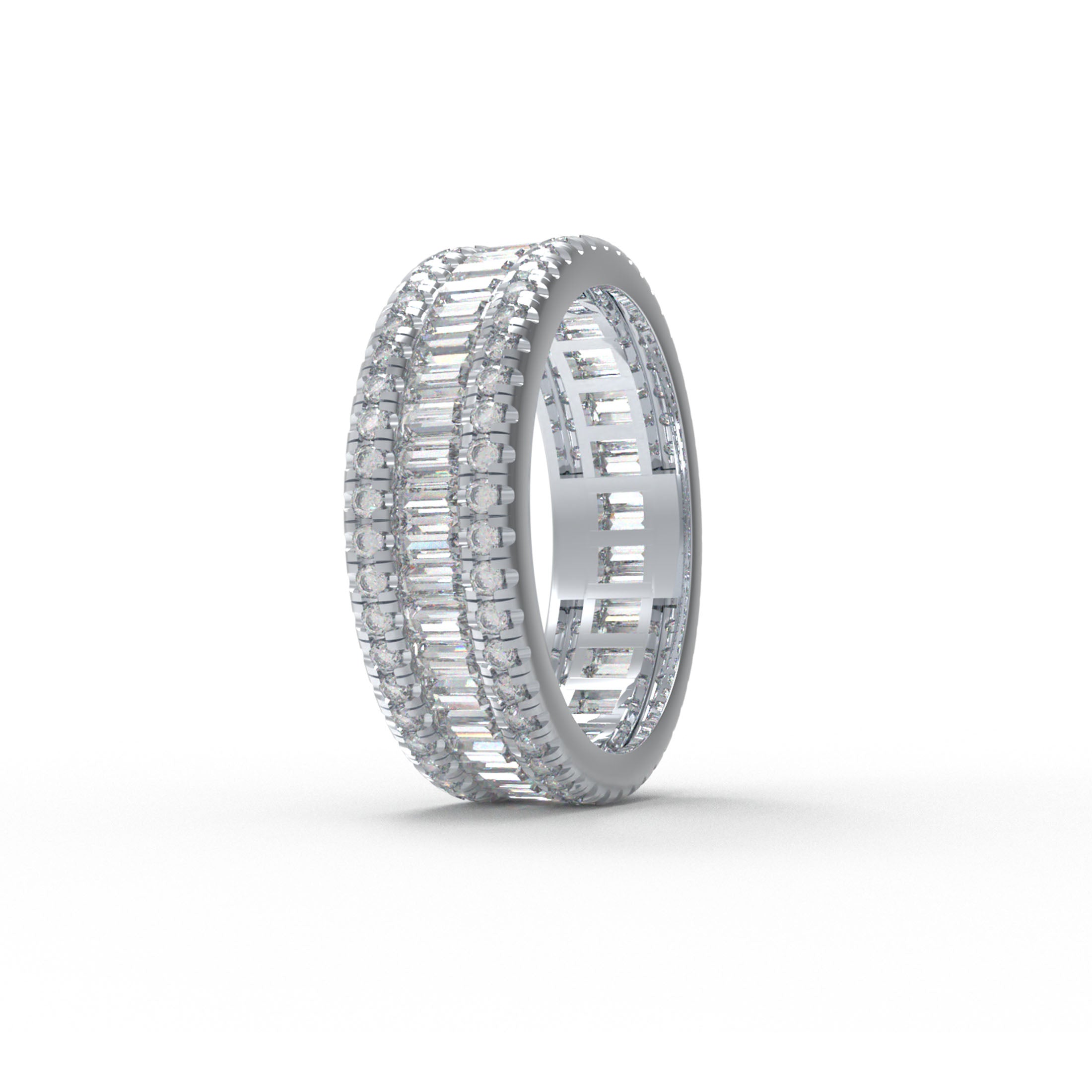 ELVORIQUE 141-Stone Round & Baguette Moissanite Eternity Ring