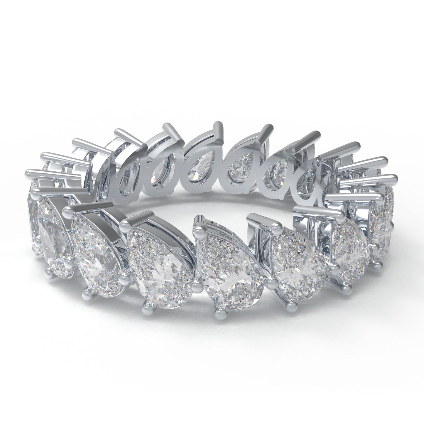 10K/14K White Gold PT950 Platinum Pear Lab Grown Diamond Eternity Band 3CT Wedding Anniversary Ring