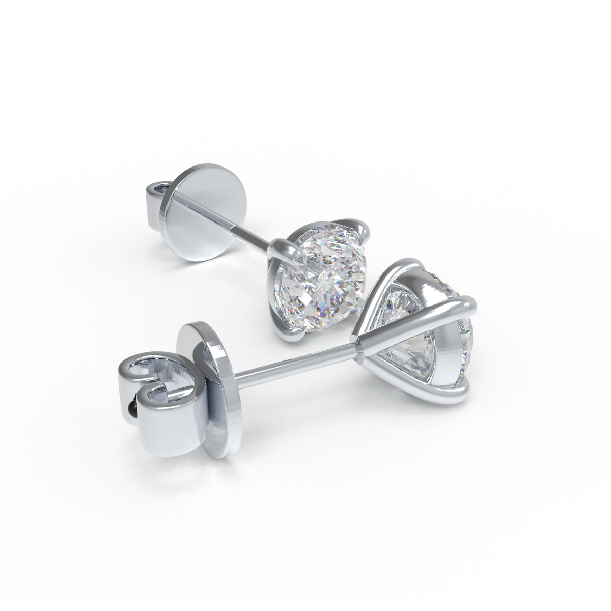 Essential Light Round Moissanite Stud Earrings in Sterling Silver