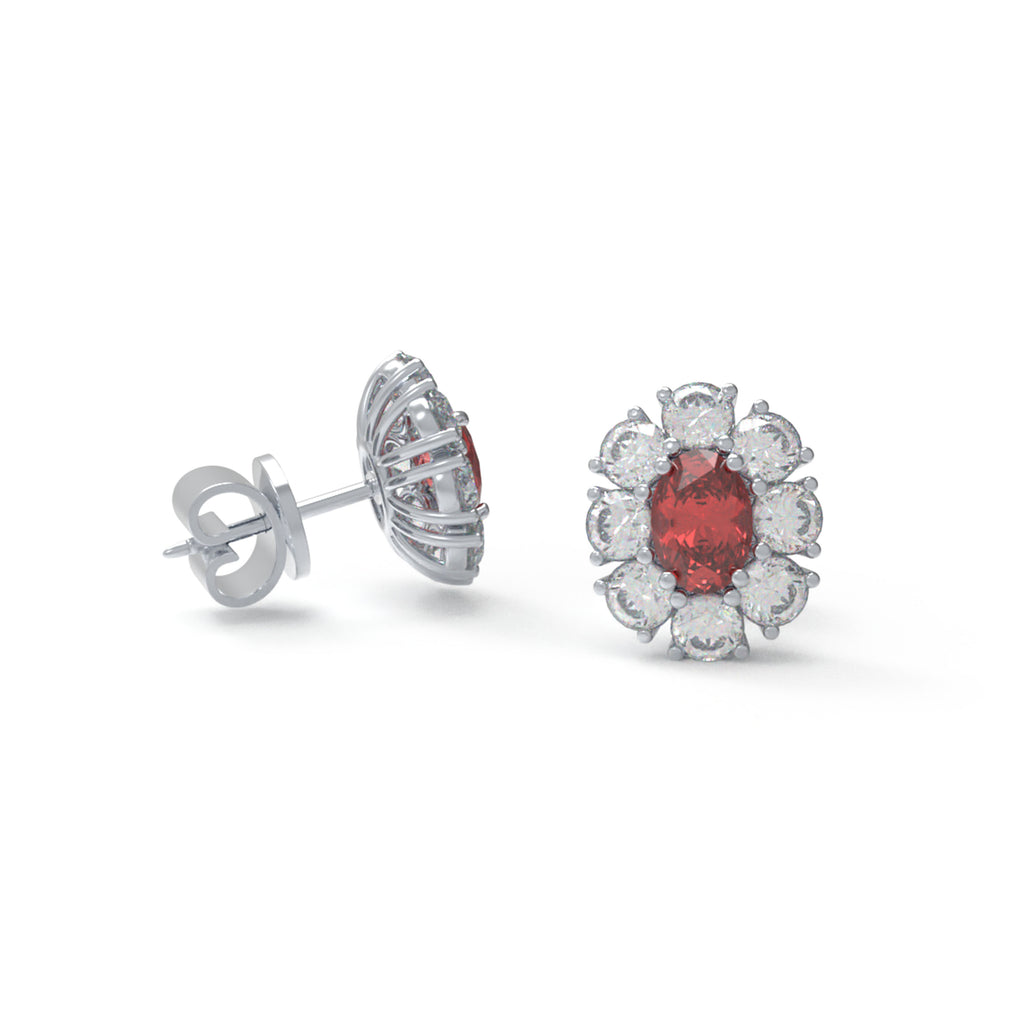 Ruby Camellia 2.50CTW Lab-Grown Ruby & Diamond Floral Stud Earrings