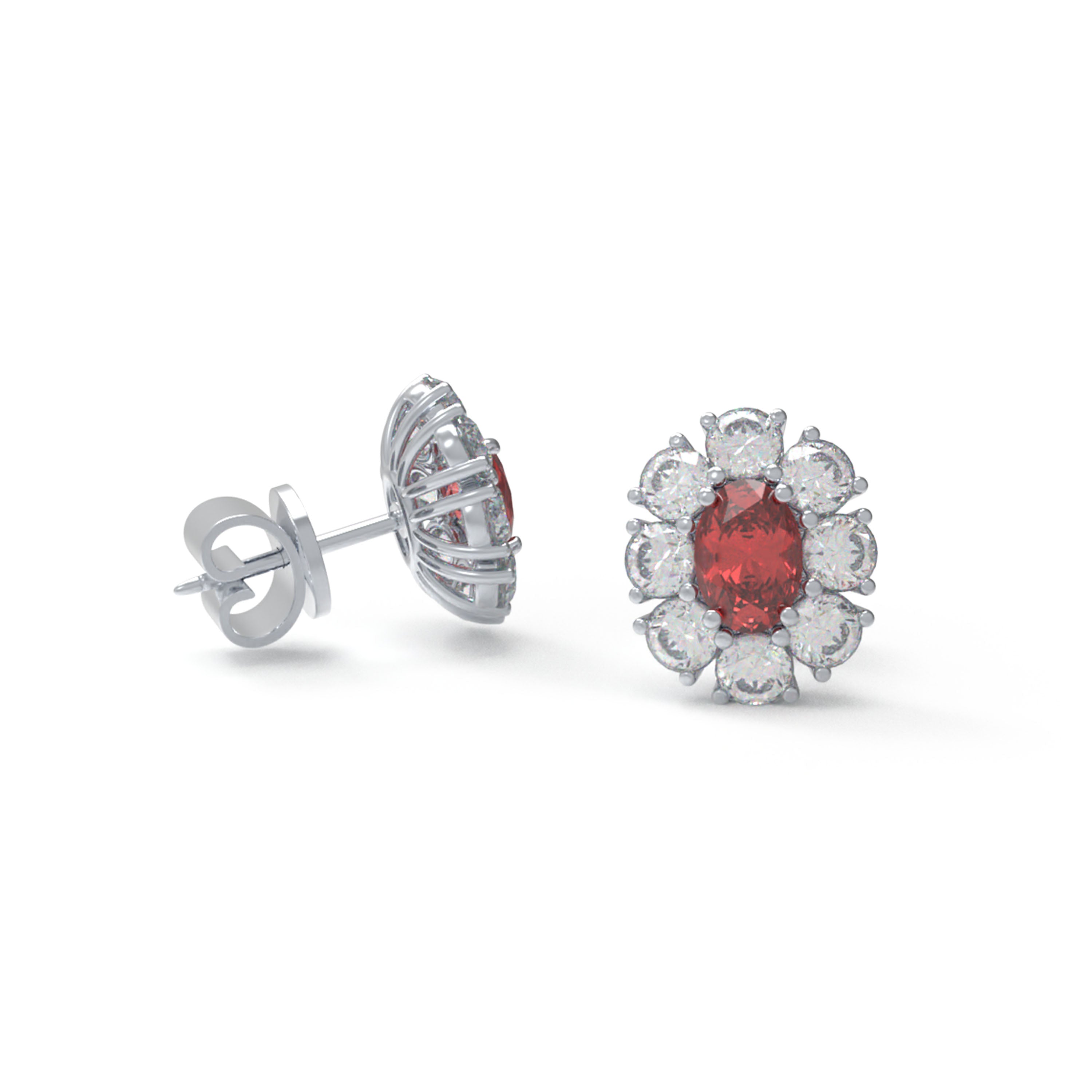Customizable 10K/14K Rose/White/Yellow Gold Or 950 Platinum Double Lab-Grown Ruby Earrings (1.5ct Total) | VVS1-VVS2 D-E Color | Gift for Women