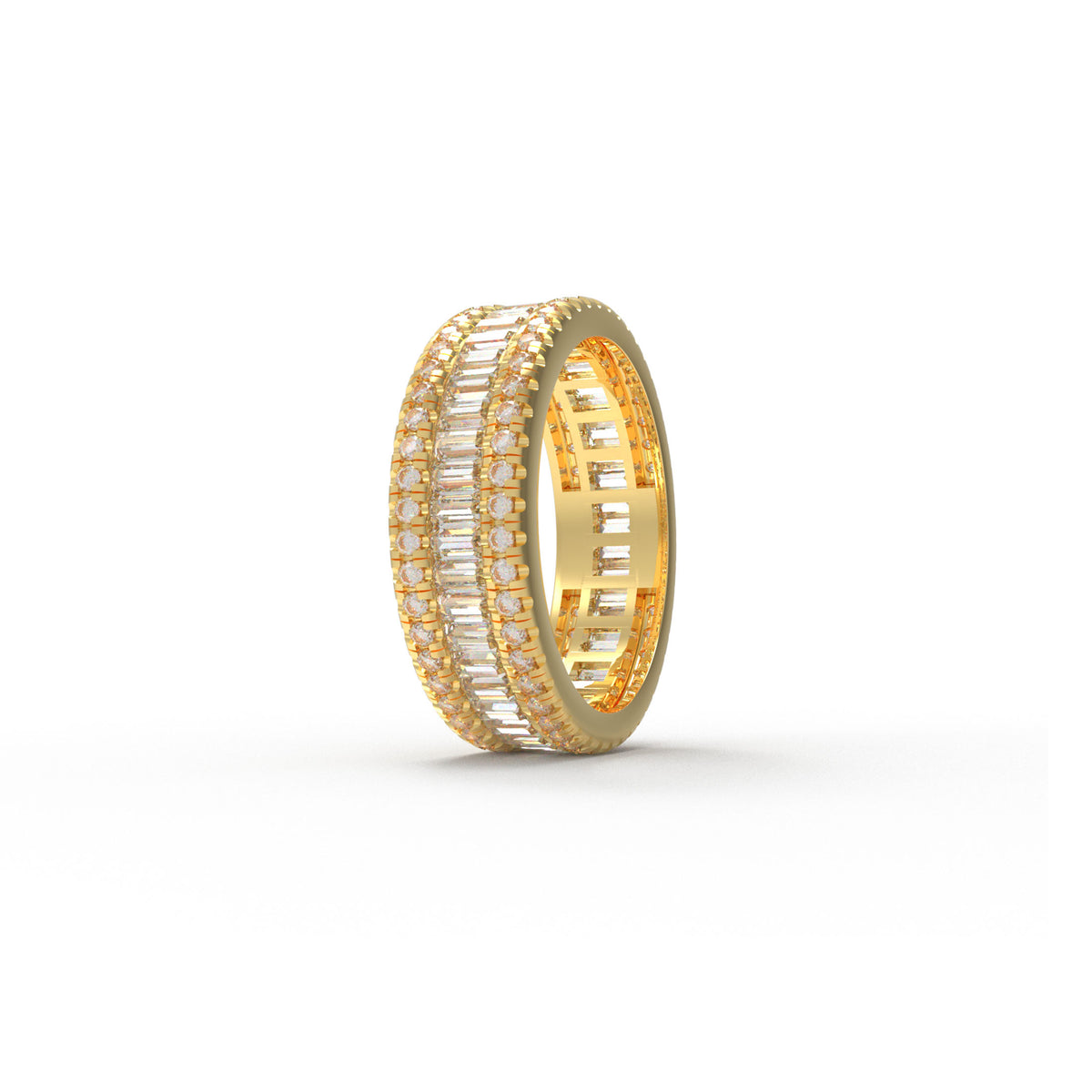 ELVORIQUE 141-Stone Round & Baguette Moissanite Eternity Ring