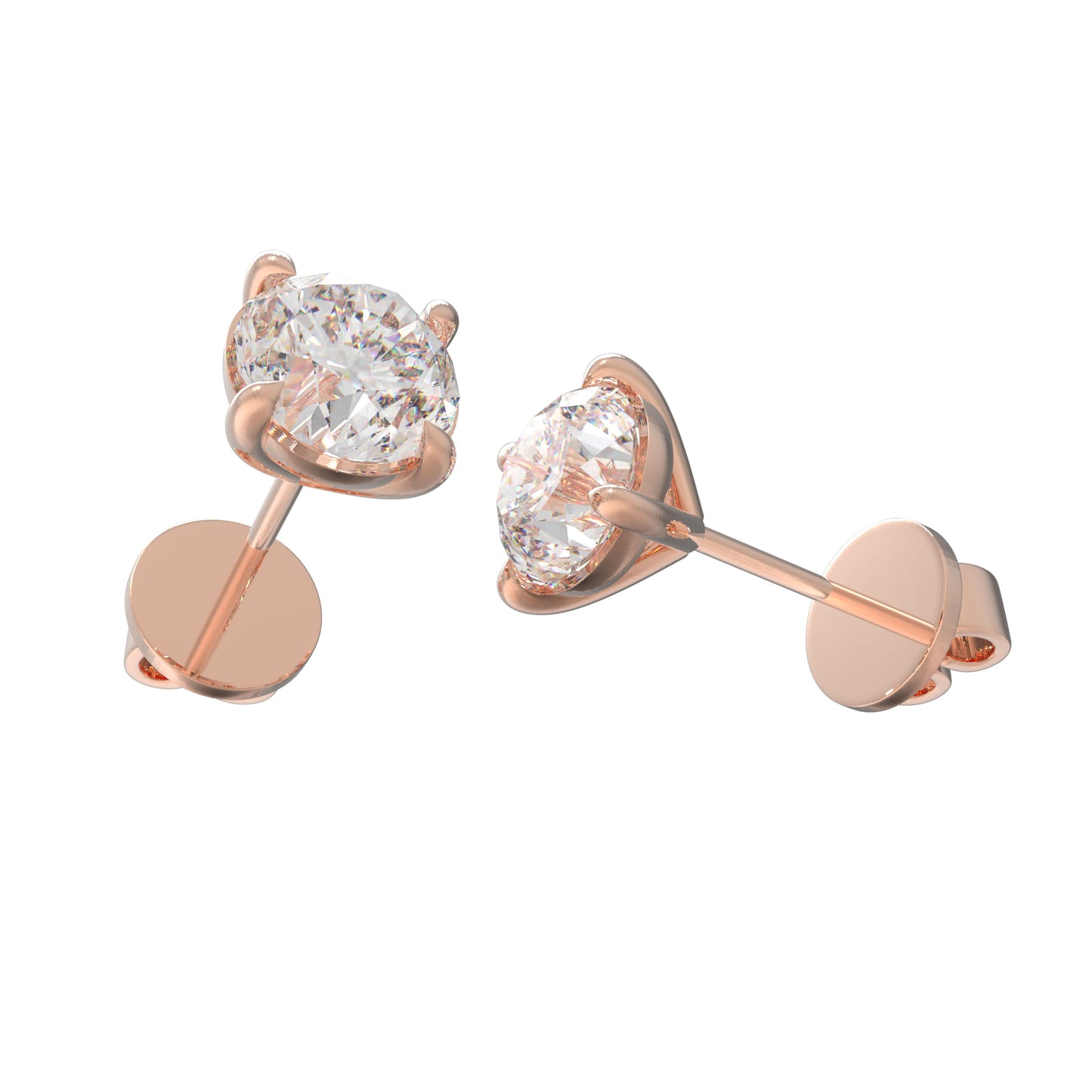 Lab-Grown Diamond Stud Earrings for Women, 0.5ct/1ct D-E VVS1-VVS2, 10K/14K/18K Rose Gold, Gift for Her