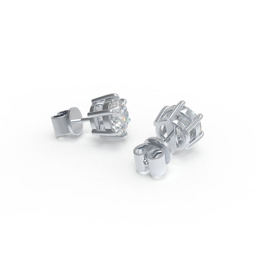 2CTW Round Moissanite Solitaire Stud Earrings in 925 Sterling Silver
