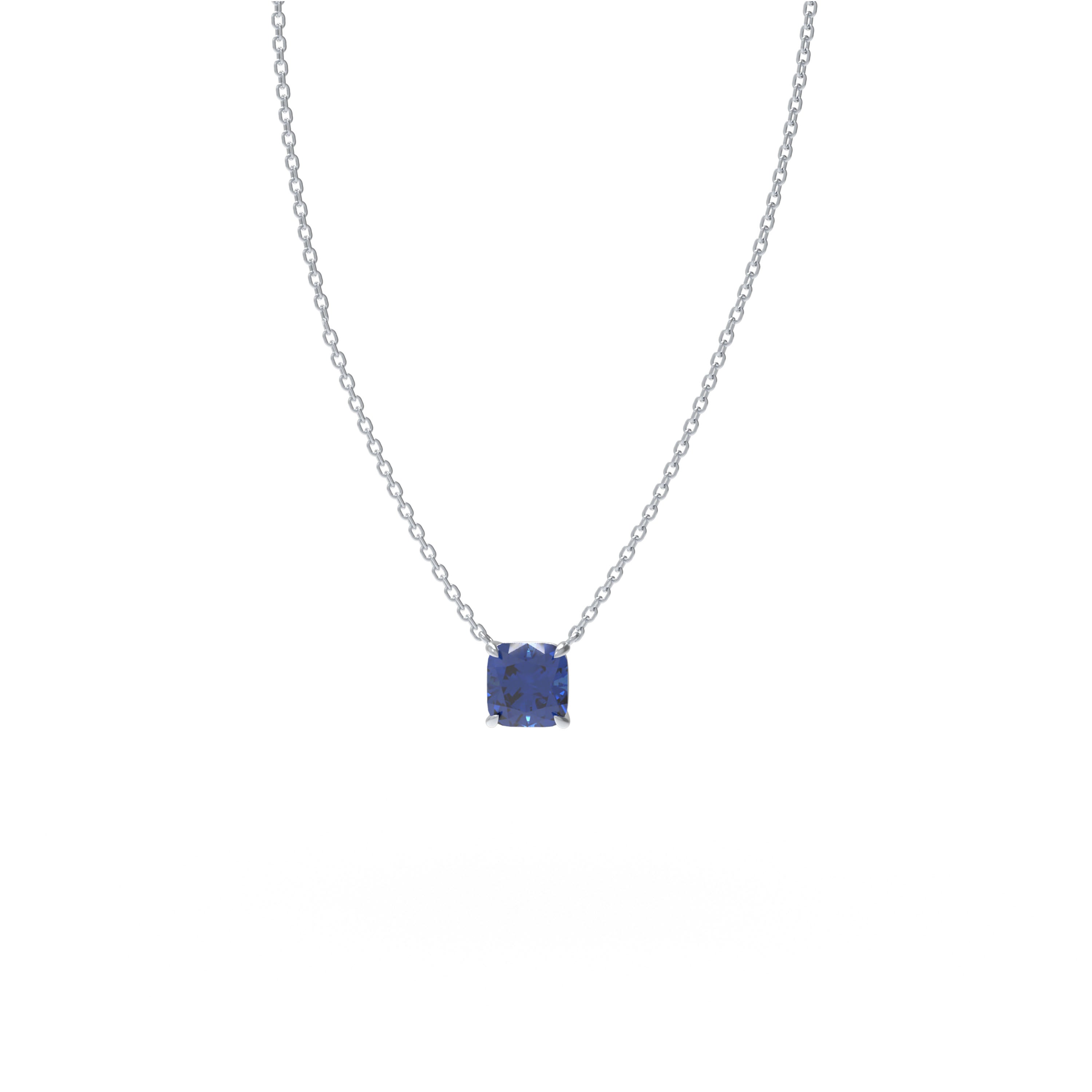 Handmade 925 Sterling Silver Cushion Cut Lab-Grown Sapphire Pendant, Premium Jewelry Gift for Any Occasion