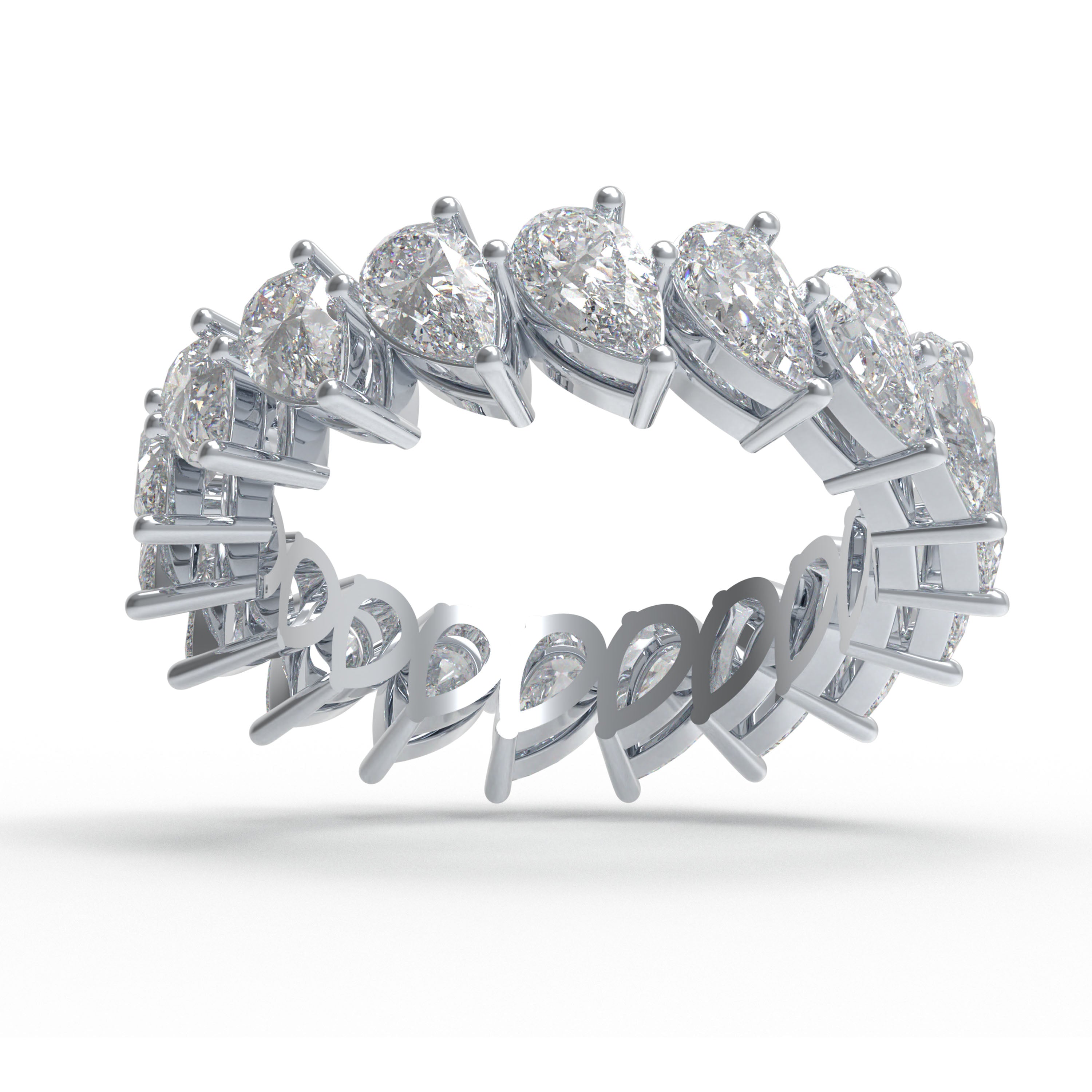 Drops of Eternity 3 CTW Pear-Cut Moissanite Full Eternity Band in 925 Sterling Silver