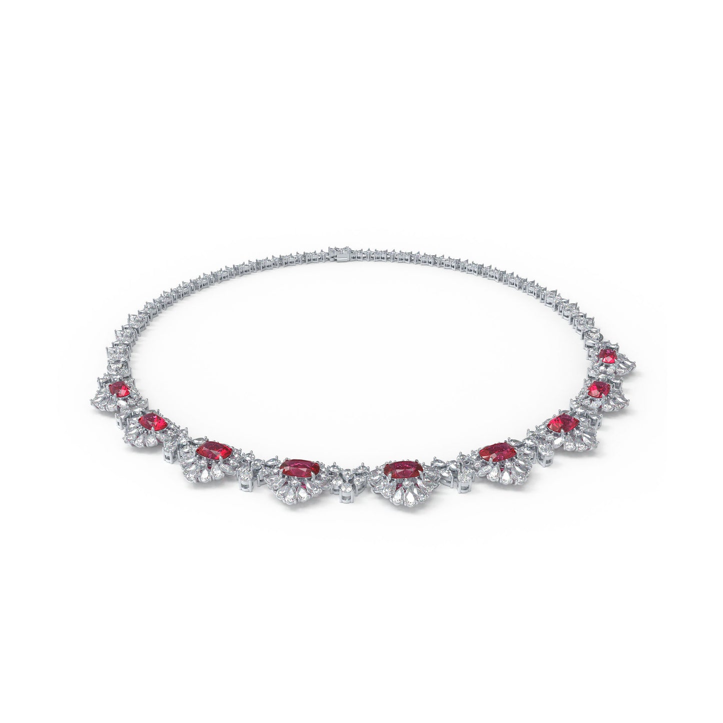 Ophelia Eternity Lab Grown Diamond & Ruby Statement Necklace, 16ct Ruby & 20ct Fancy Shape Lab Diamond, 18K/14K/9K Gold & Platinum Option, Luxury Fine Jewelry for Women