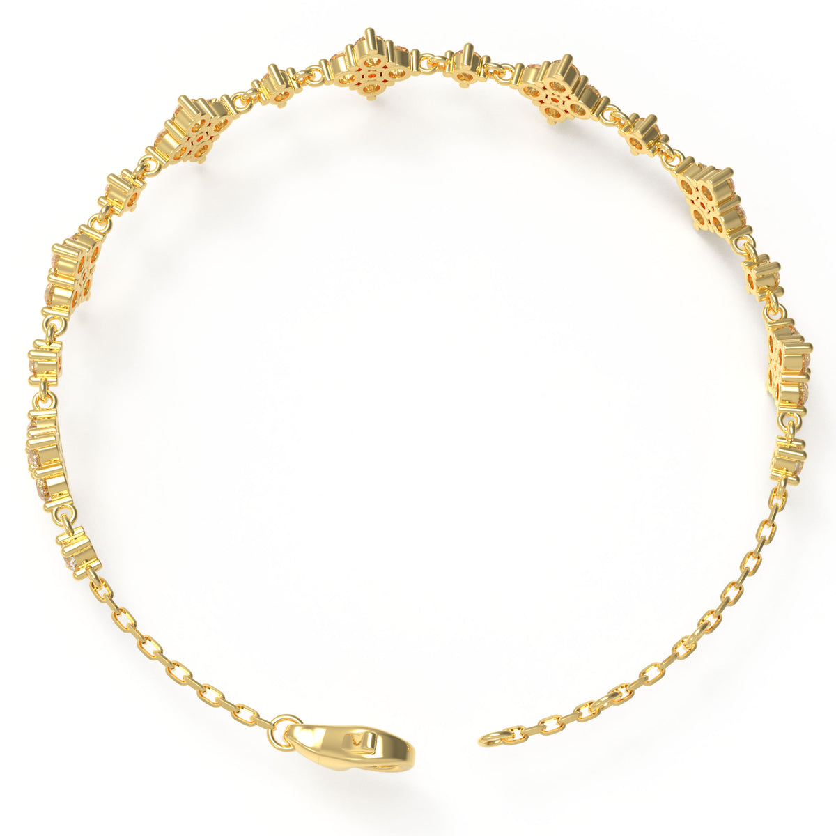 Eternal Fortune Lab-Grown Diamond Clover Bracelet in Yellow Gold