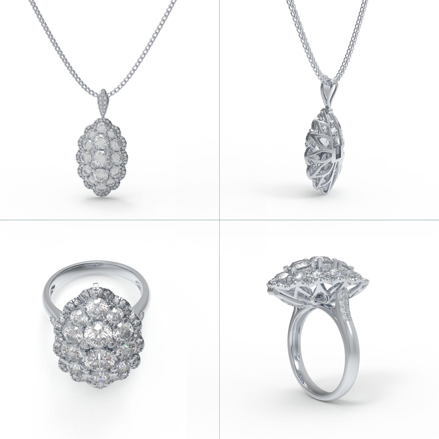 3CT Lab Diamond 2-in-1 Ring & Pendant Necklace, 10K/14K White Gold or 950 Platinum