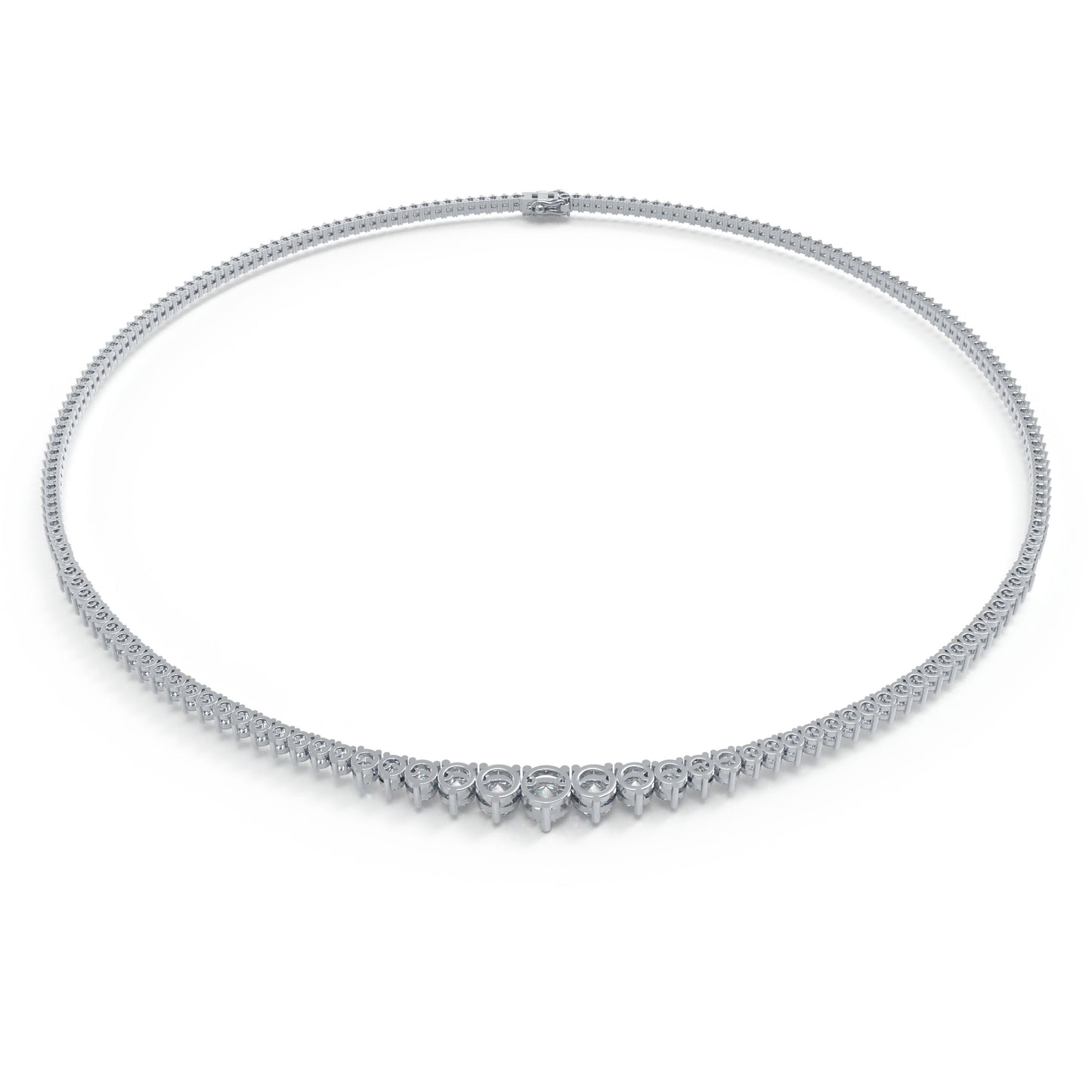 925 Sterling Silver Moissanite Necklace, Handmade Luxury Tennis Necklace for Women