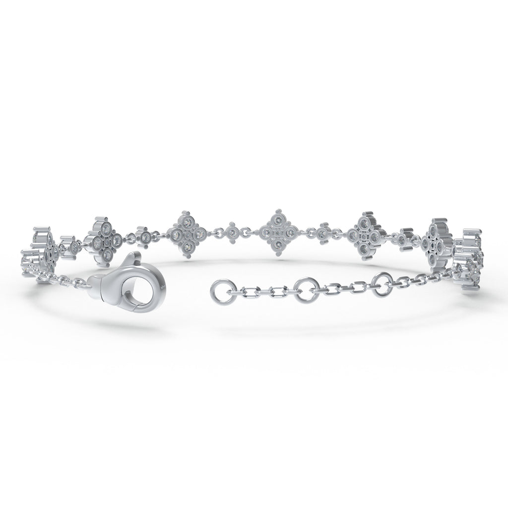 Fortune in Bloom Five-Clover Moissanite Bracelet in Sterling Silver
