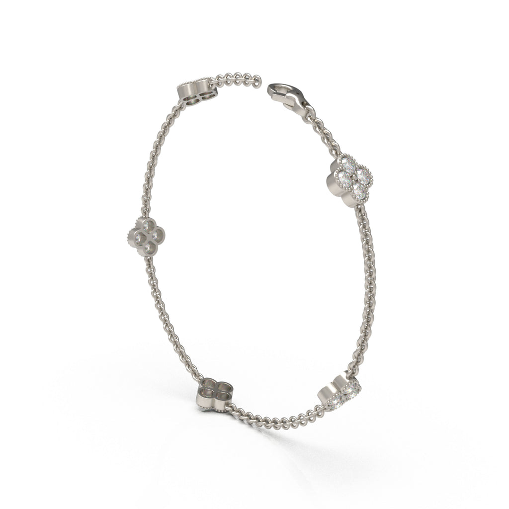 ELVORIQUE Aurelia Lab-Grown Diamond Four-Leaf Clover Bracelet