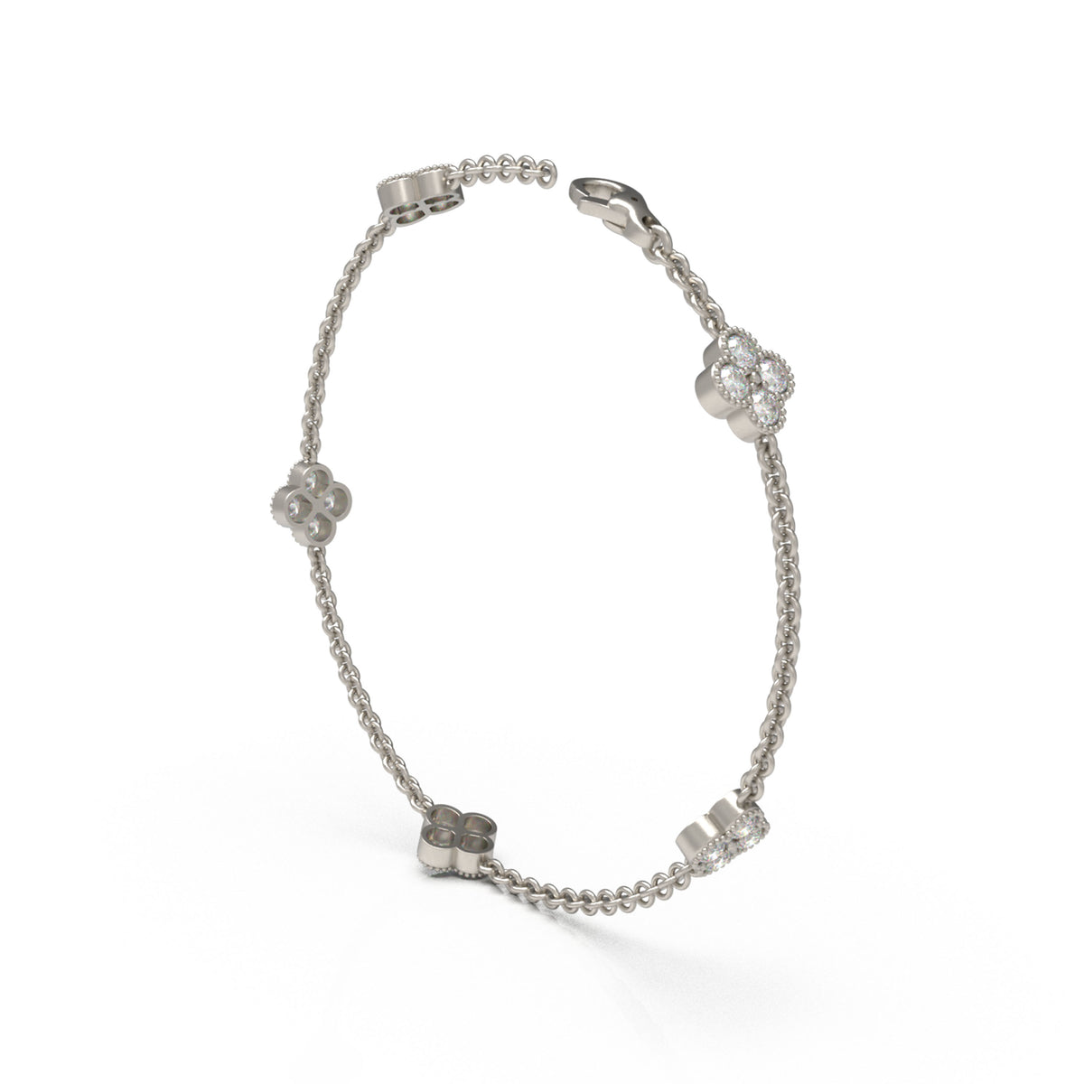 ELVORIQUE Aurelia Lab-Grown Diamond Four-Leaf Clover Bracelet