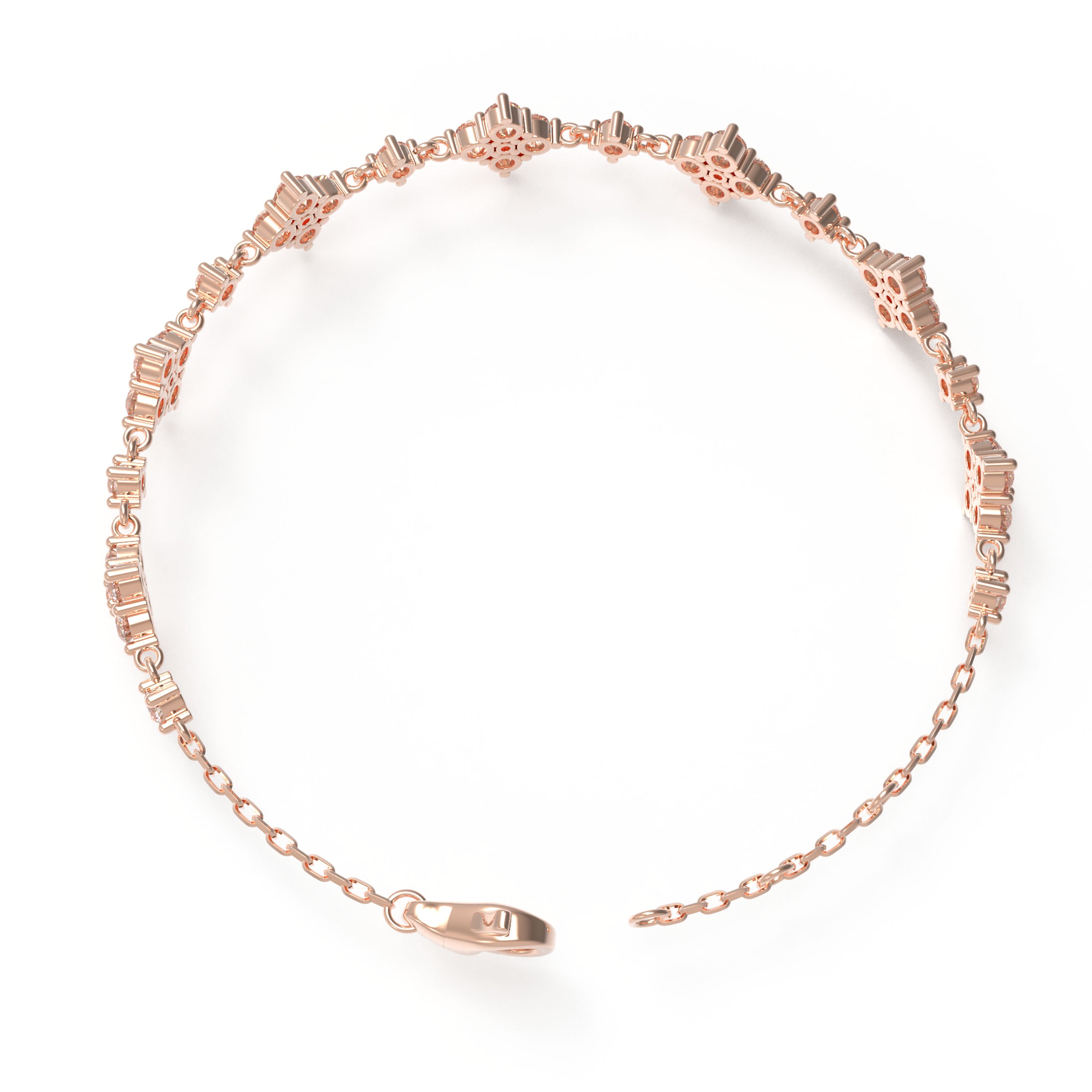 Eternal Fortune Lab-Grown Diamond Clover Bracelet in Rose Gold