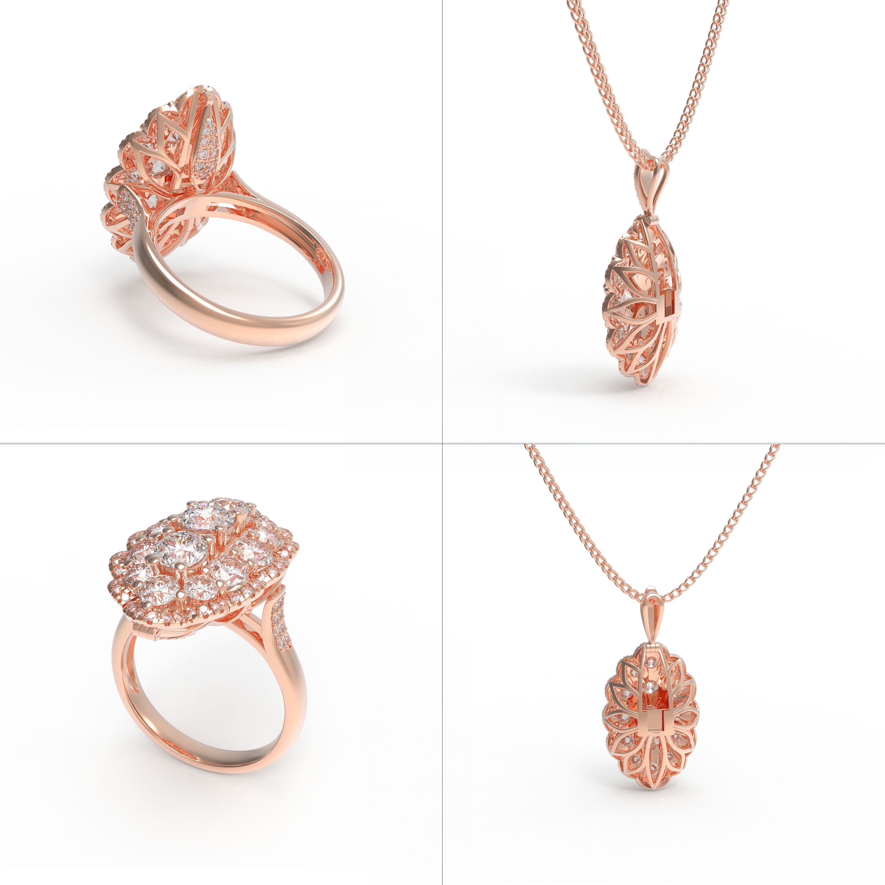 3CT Lab-Grown Diamond 2-in-1 Ring & Pendant Necklace in 10K/14K Rose Gold