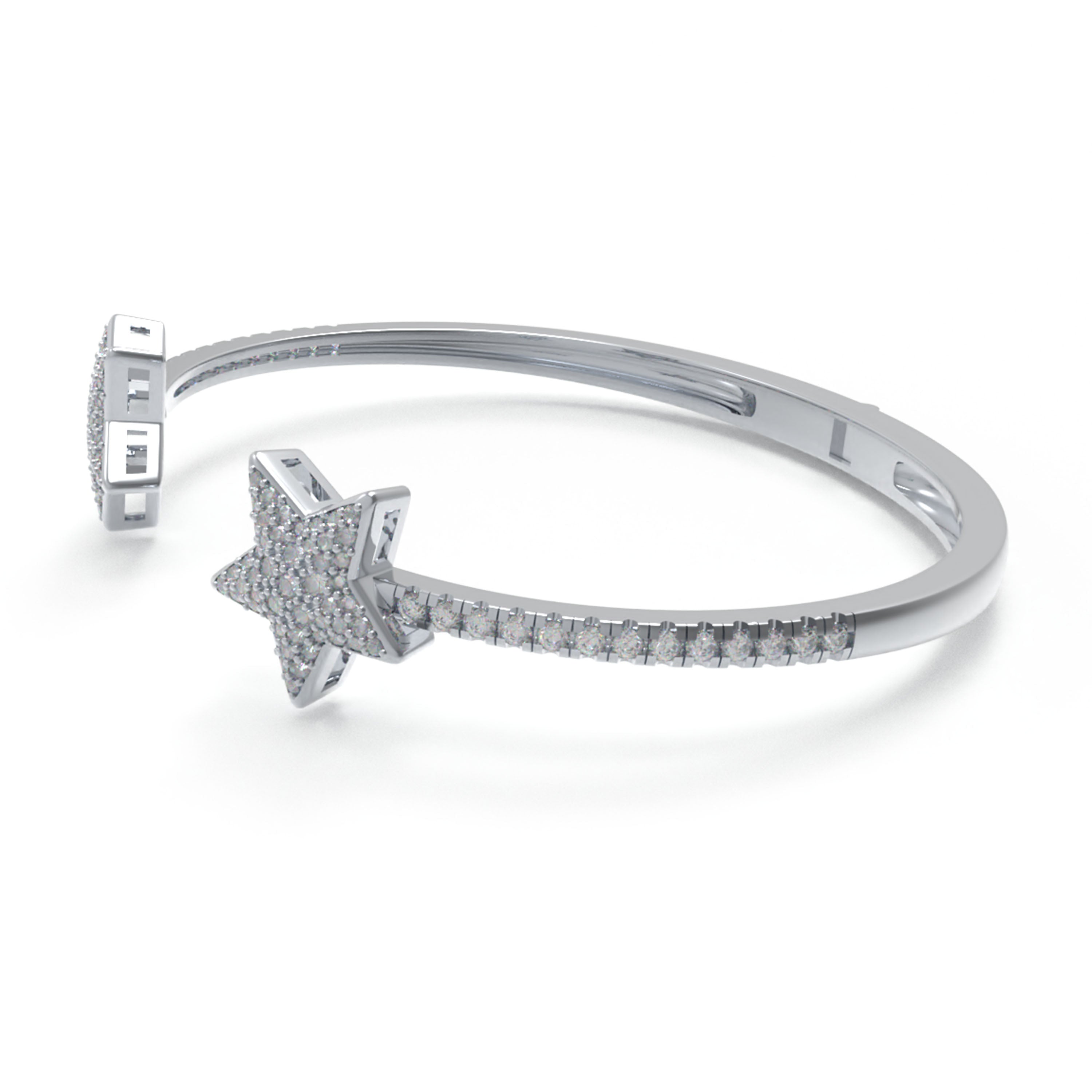 10K/14K White Gold Or 950 Platinum 5-Star Bracelet with 128 Lab-Grown Diamonds (VVS1-VVS2, D-E) | Stackable Fine Jewelry Gift for Women, Anniversary, Mother's Day, Christmas