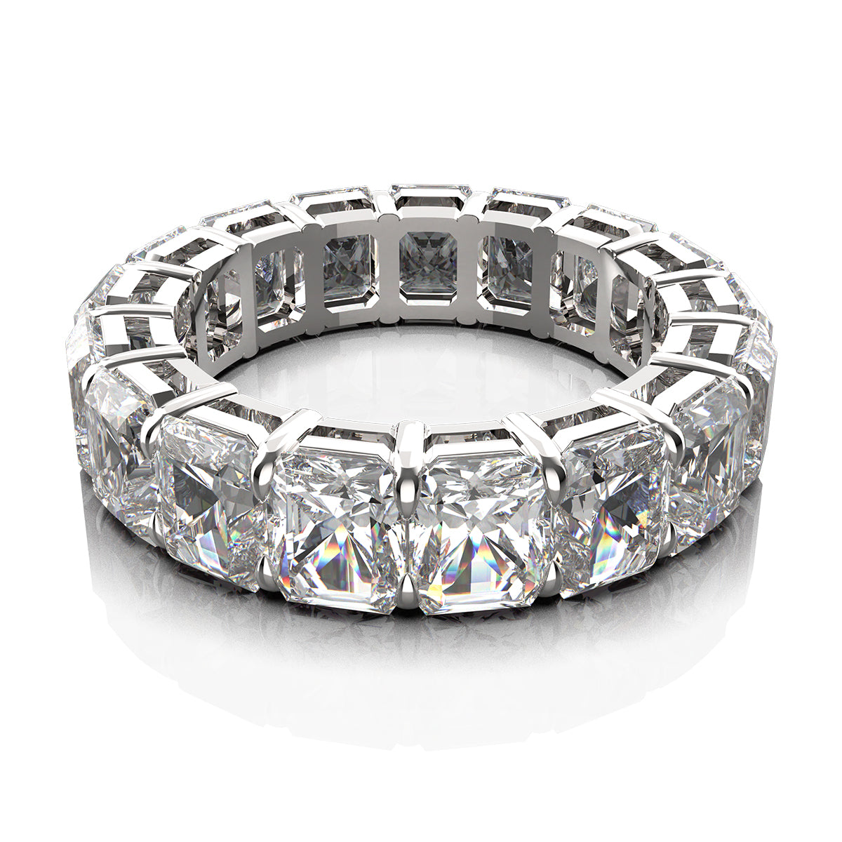 ELVORIQUE 3.60 CTW Cushion-Cut Lab-Grown Diamond Eternity Ring in Platinum