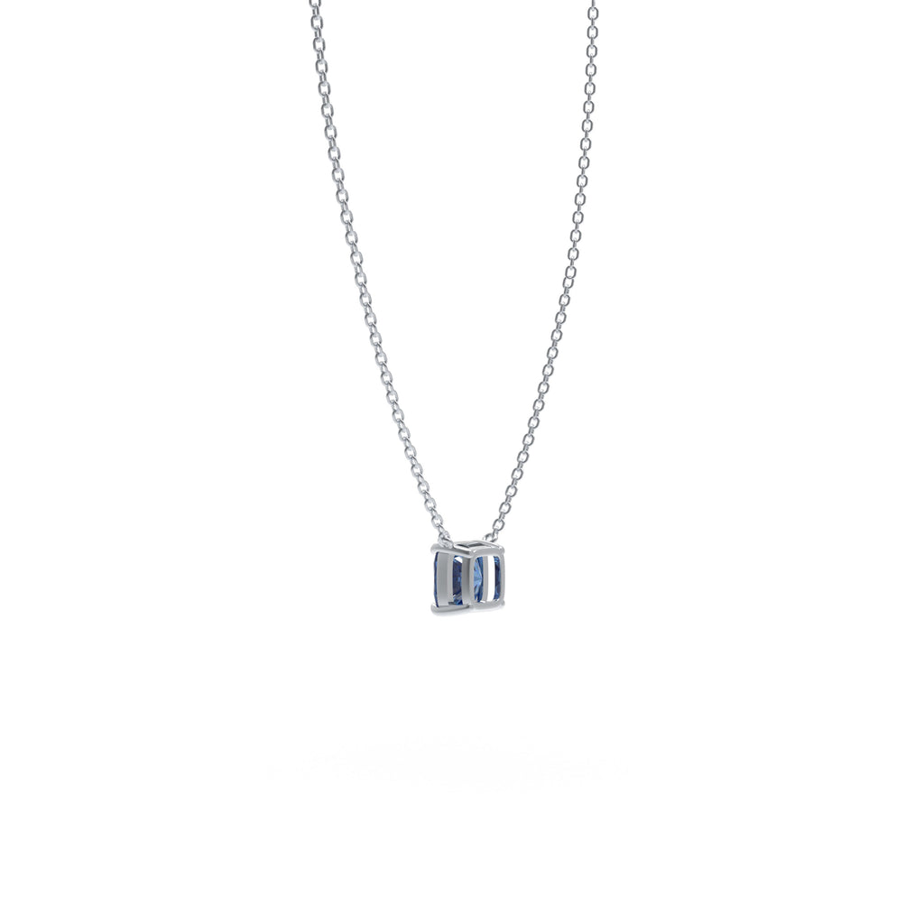 Midnight Tide Cushion-Cut Lab-Grown Sapphire Pendant Necklace in Sterling Silver