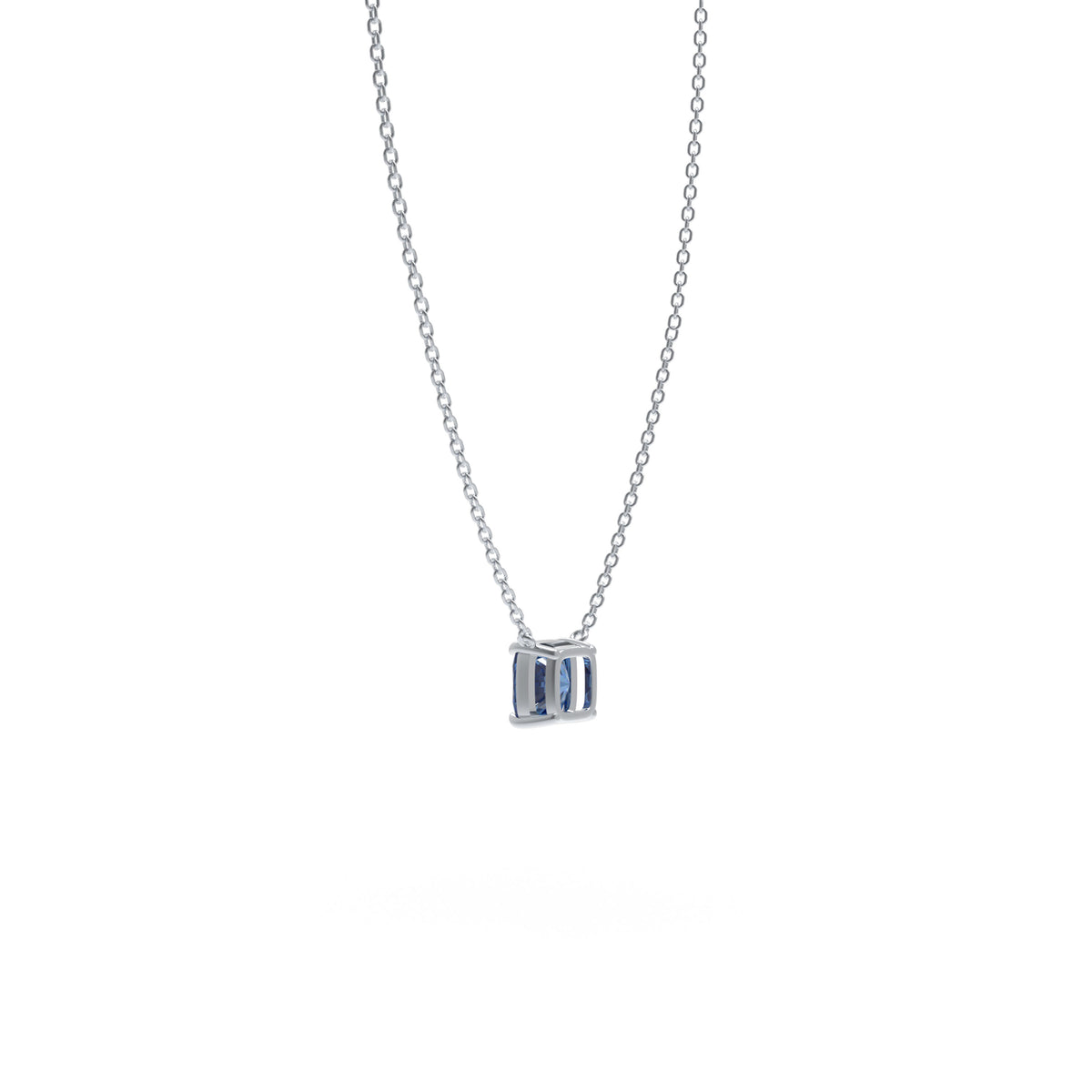 Midnight Tide Cushion-Cut Lab-Grown Sapphire Pendant Necklace in Sterling Silver