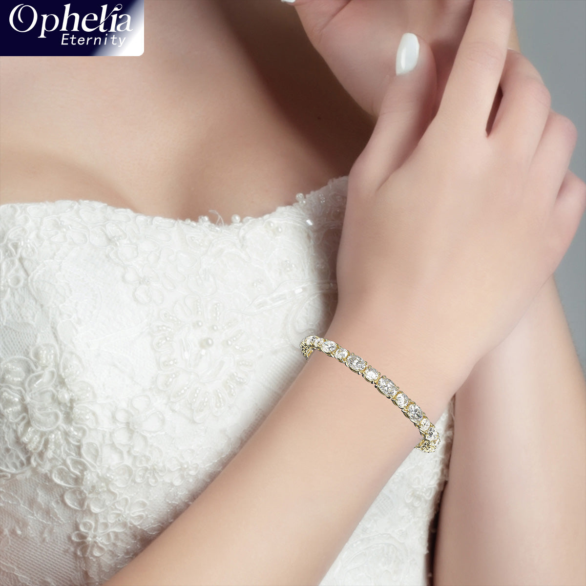 Ophelia Eternity 4-10ct 9K/14K18K Yelow Gold Lab-grown diamond Tennis Bracelet, 4-Prong, D-VS2/SI1 - Free