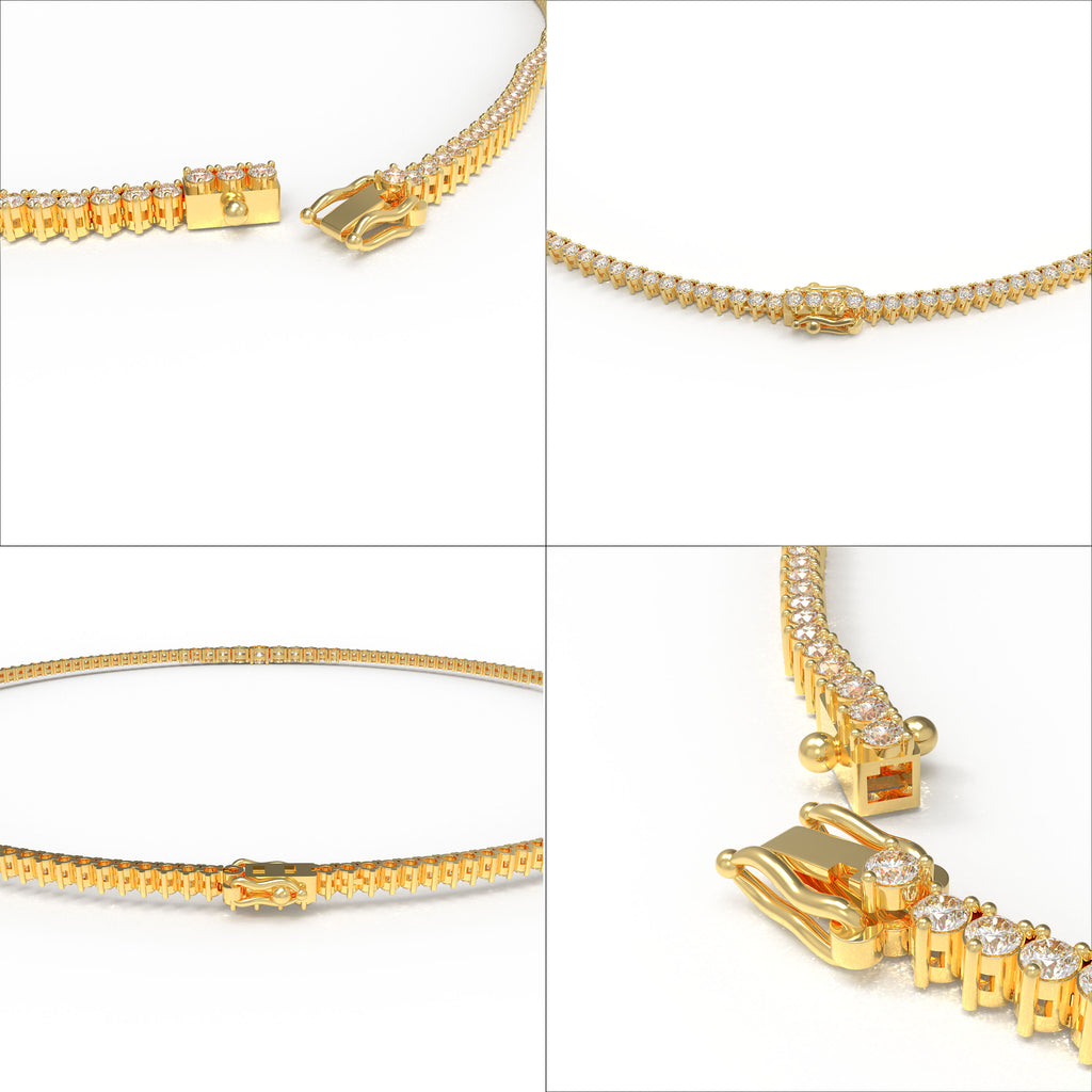 8CT/10CT Graduated Lab-Grown Diamond Tennis Necklace in 10K/14K Yellow Gold – 16 Inch