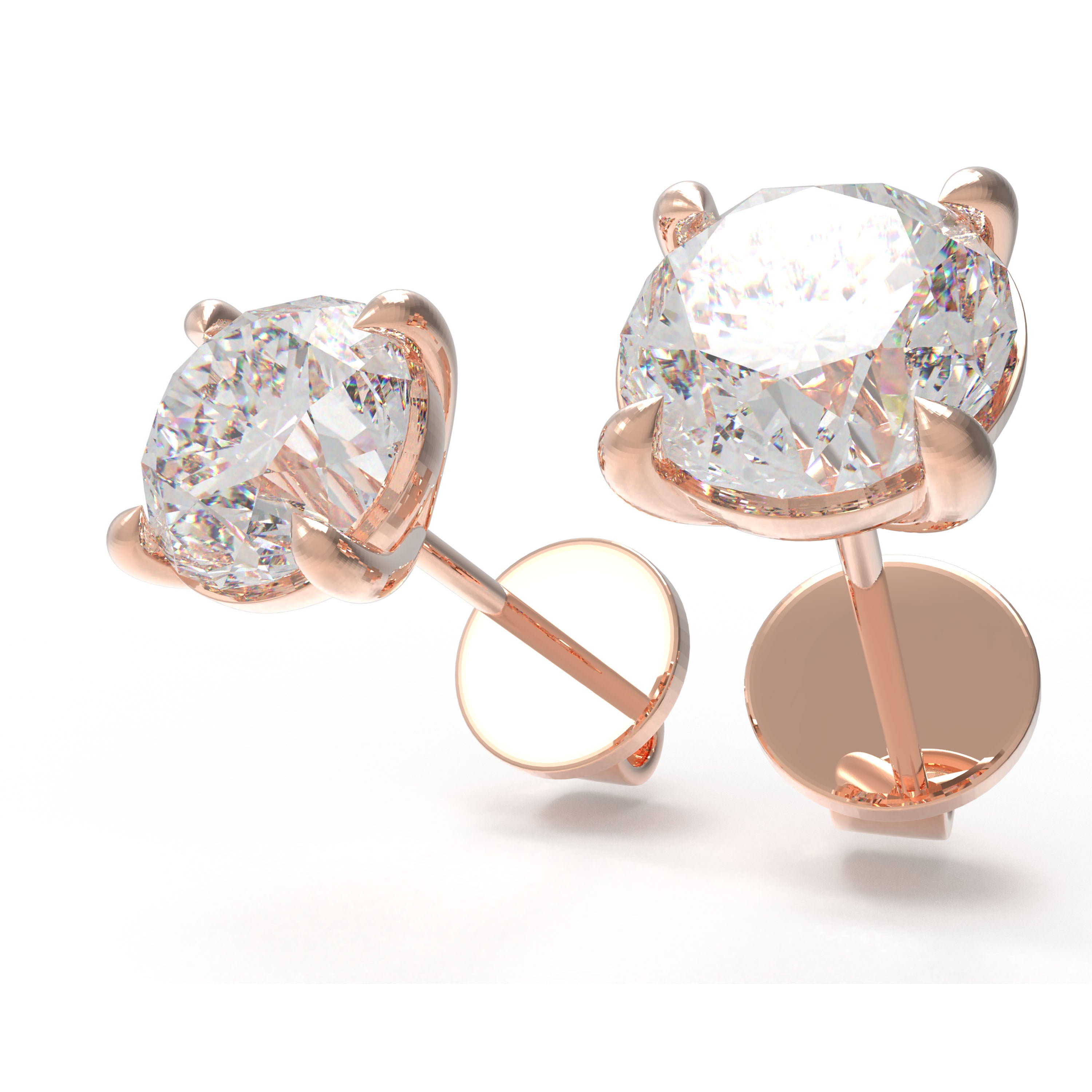 Lab-Grown Diamond Stud Earrings for Women, 0.5ct/1ct D-E VVS1-VVS2, 10K/14K/18K Rose Gold, Gift for Her