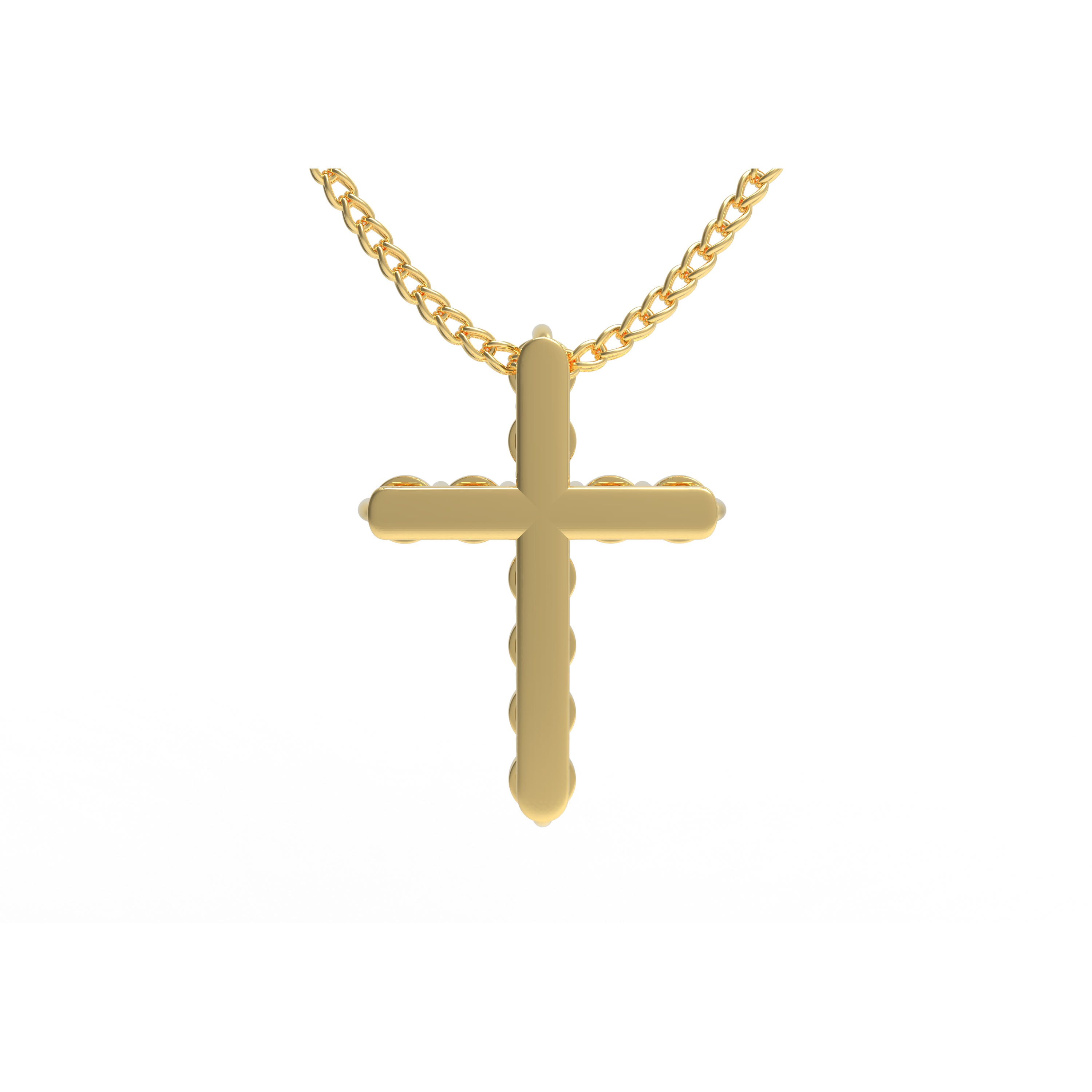 10K/14K Yellow Gold Cross Lucky Pendant Necklace with 0.7ct Lab Grown Diamonds, 11 Stones of 3mm Diameter, Perfect Gift for Women, Girlfriend, Wife, Mom, Client on Birthday, Anniversary, Mother's Day