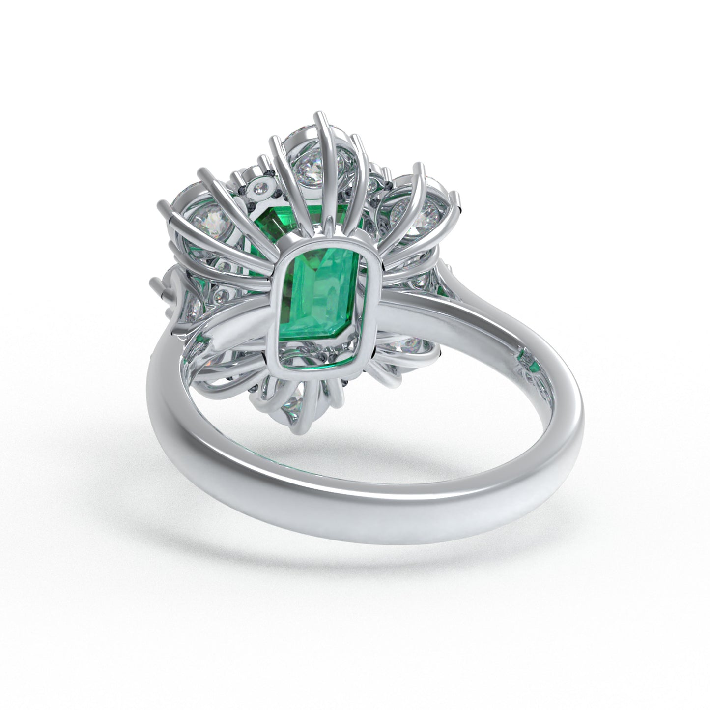 2ct Lab-Grown Emerald Cut Diamond Ring with 1.3ct Halo, 10K/14K White Gold or 950 Platinum