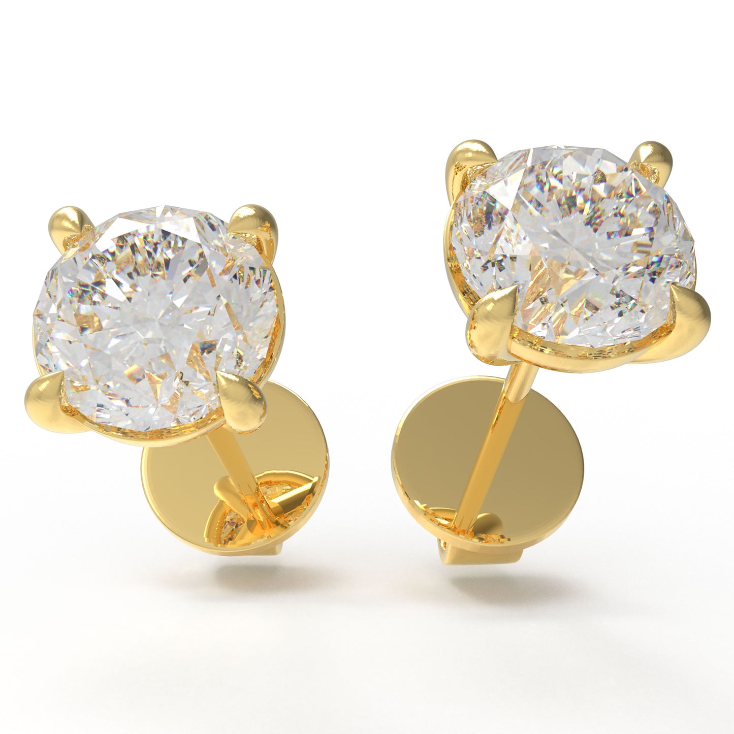 Lab-Grown Diamond Stud Earrings for Women, 0.5ct/1ct D-E VVS1-VVS2, 10K/14K Yellow Gold, Gift for Her