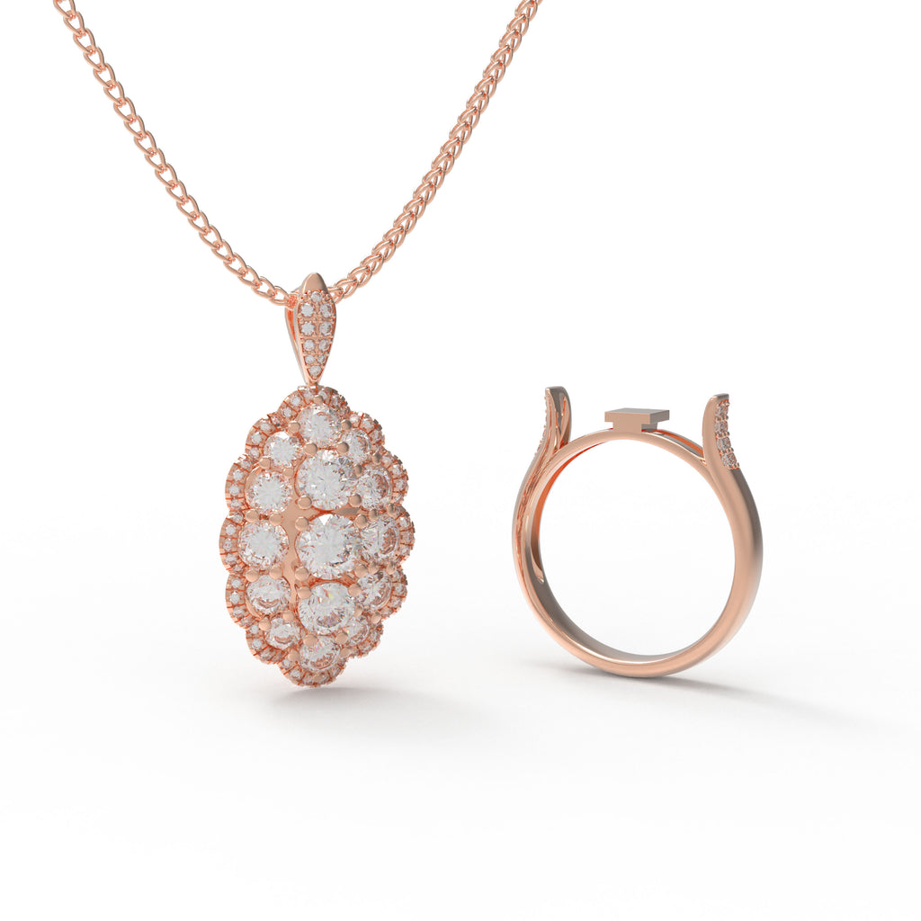 3CT Lab-Grown Diamond 2-in-1 Ring & Pendant Necklace in 10K/14K Rose Gold