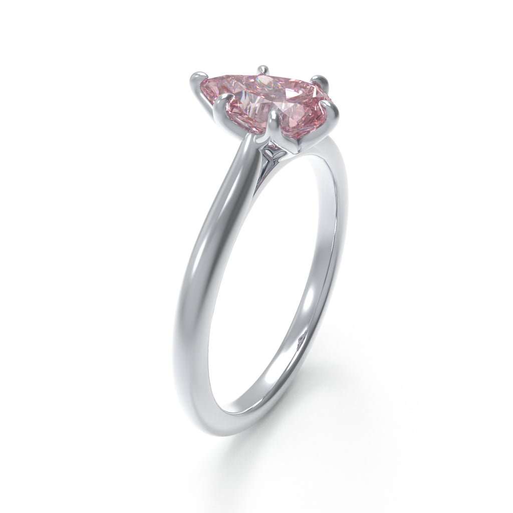 Blush Dewdrop 2CT Pear-Cut Lab-Grown Pink Sapphire Solitaire Ring