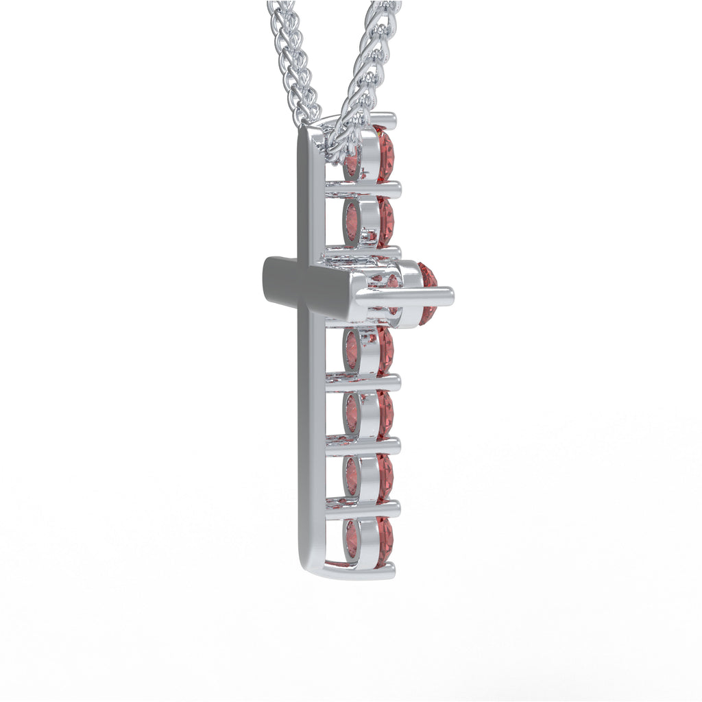 Crimson Faith 1 CT Lab-Created Ruby Cross Pendant Necklace in Sterling Silver