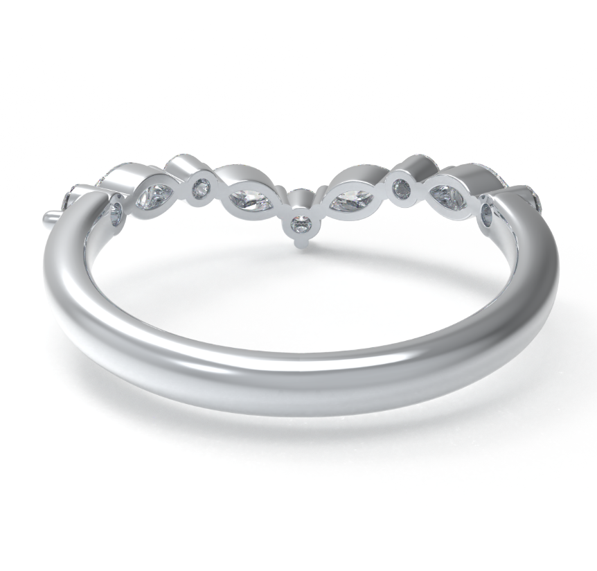 Lucent Leaf Marquise & Round Lab-Grown Diamond V Band
