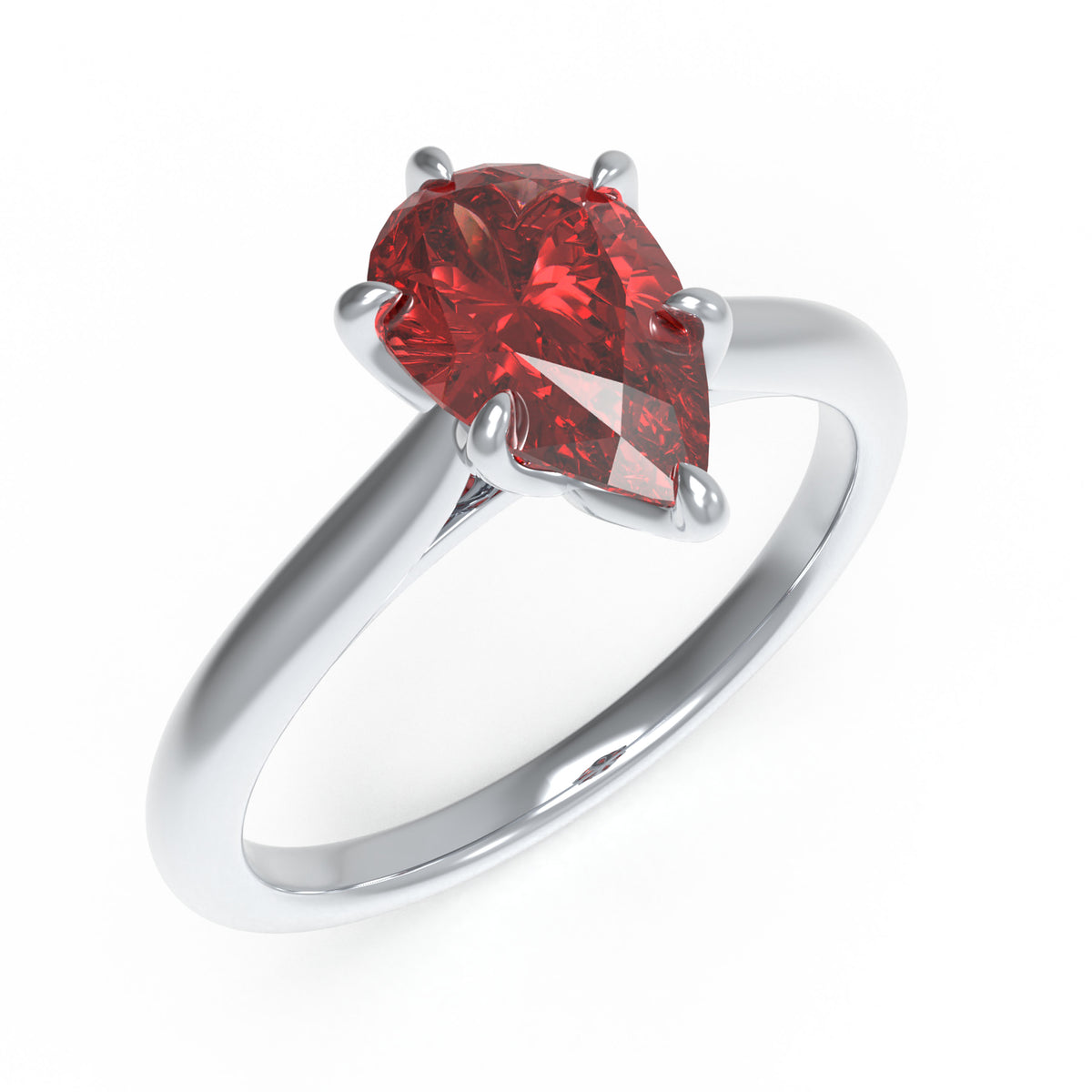 Crimson Promise 2CT Pear-Cut Lab-Grown Ruby Solitaire Ring