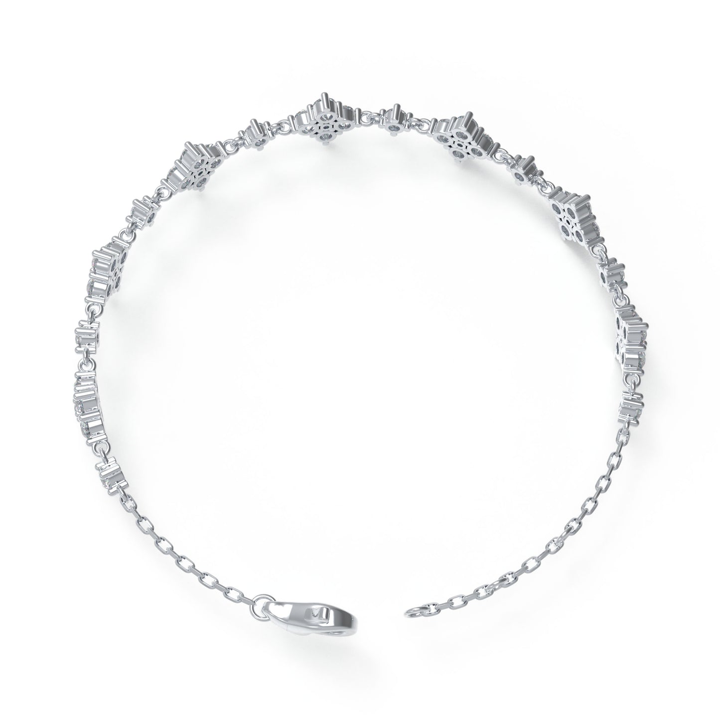 4Leaf Clover Lucky Bracelet – 925 Sterling Silver, Lab-Grown Moissanite, Ideal Gift for Women