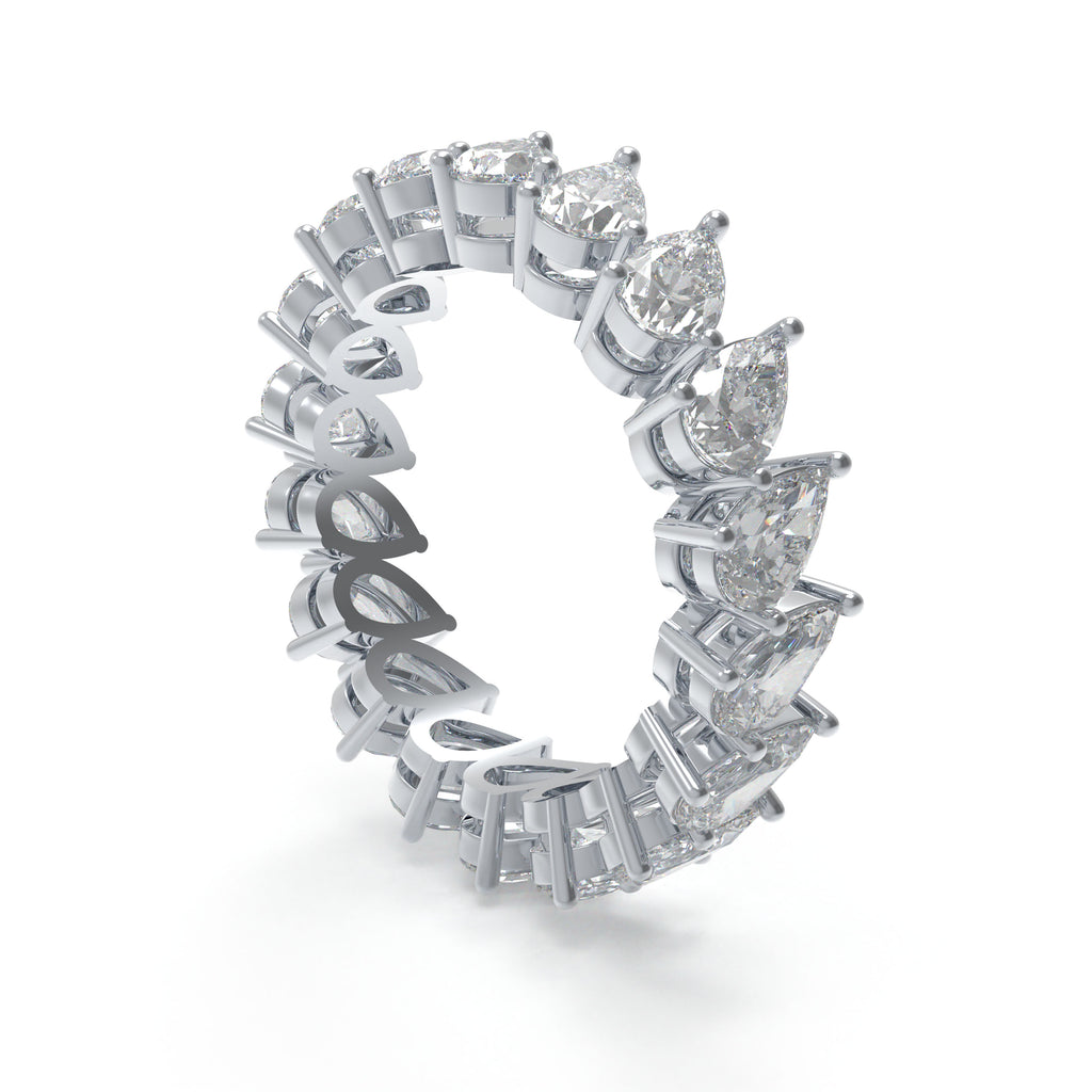 Drops of Eternity 3 CTW Pear-Cut Moissanite Full Eternity Band in 925 Sterling Silver