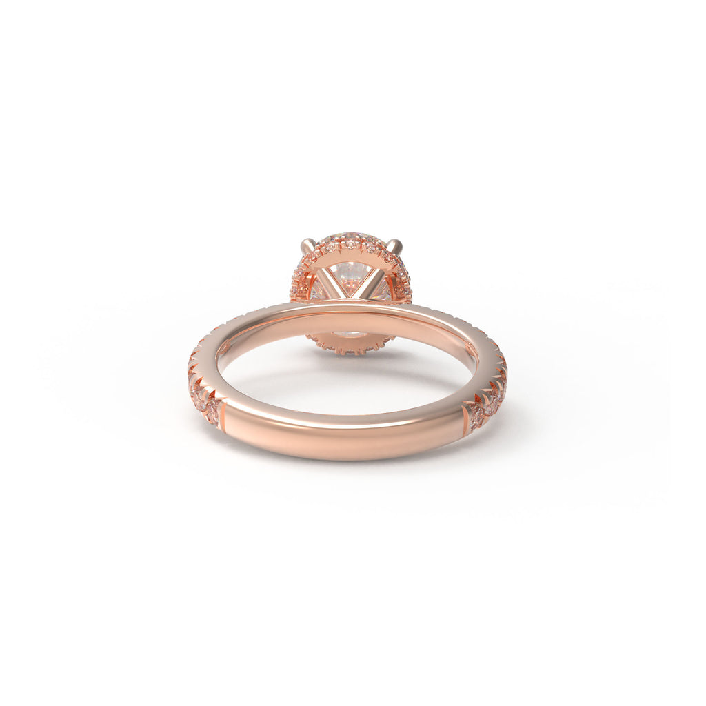 Handmade Rose Gold Lab-Grown Diamond Pavé Engagement Ring – 1CT/2CT/3CT