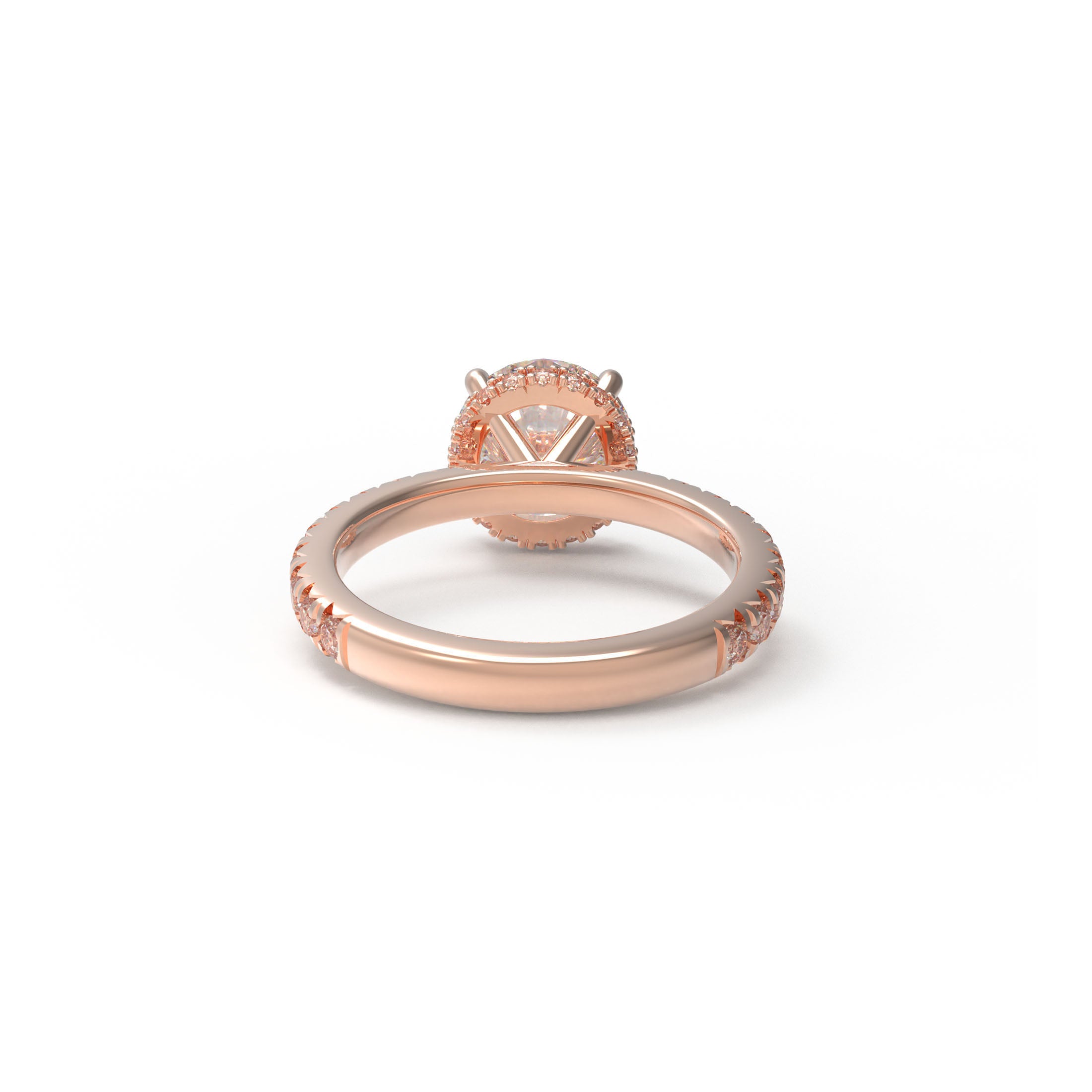 Handmade Rose Gold Lab-Grown Diamond Pavé Engagement Ring – 1CT/2CT/3CT