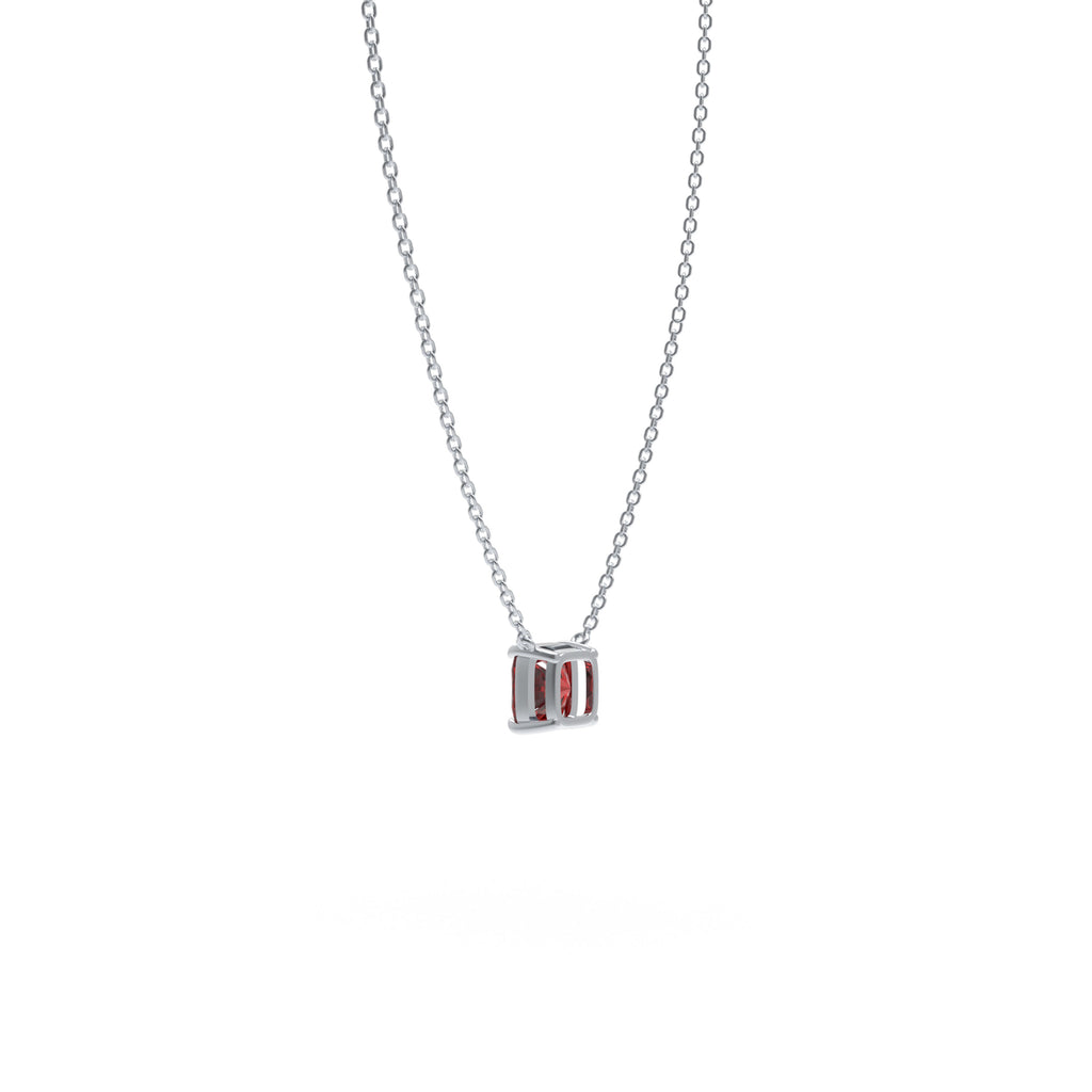 Crimson Vow Cushion-Cut Lab-Grown Ruby Pendant Necklace in Sterling Silver