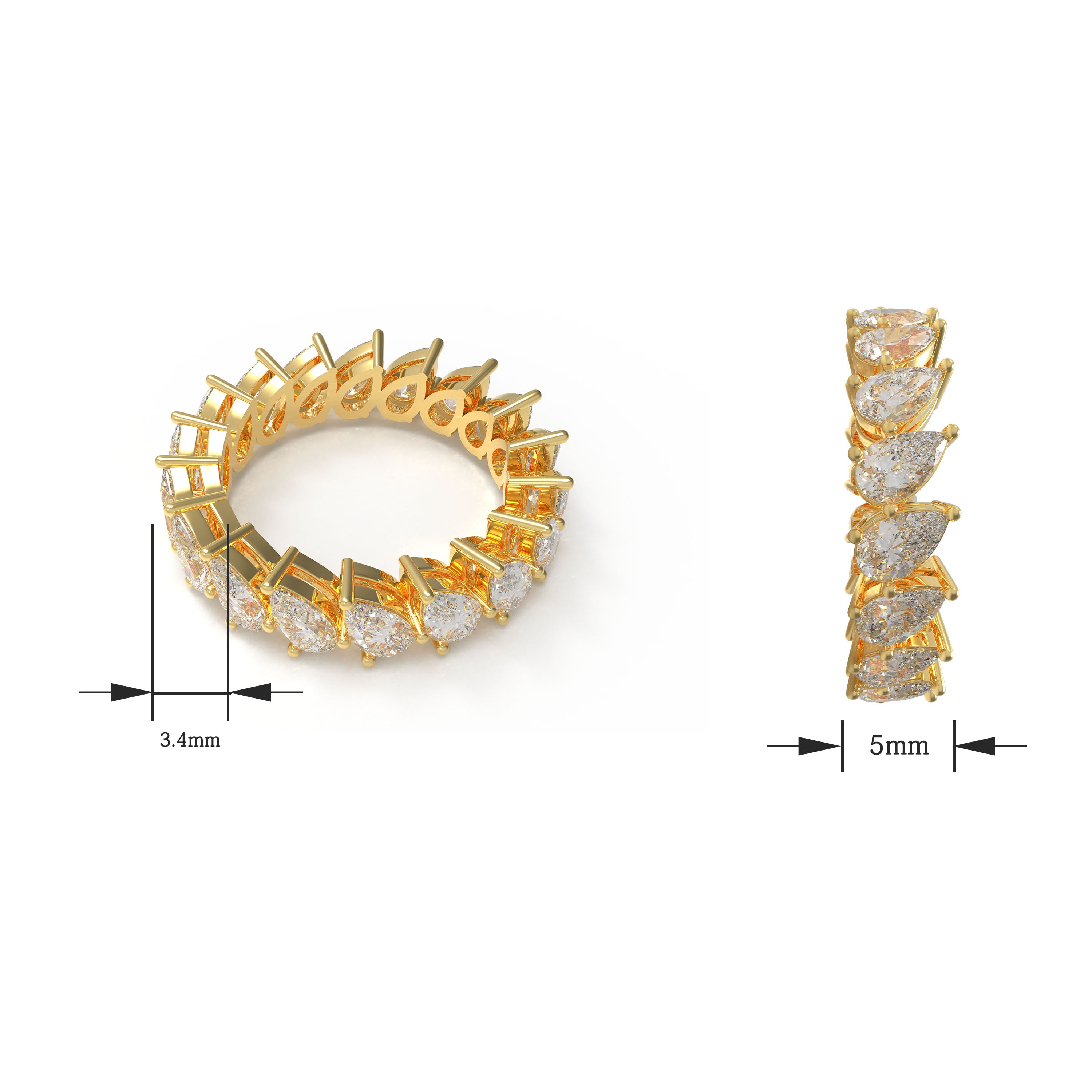 Drops of Eternity 3 CTW Pear Lab-Grown Diamond Full Eternity Band in Yellow Gold