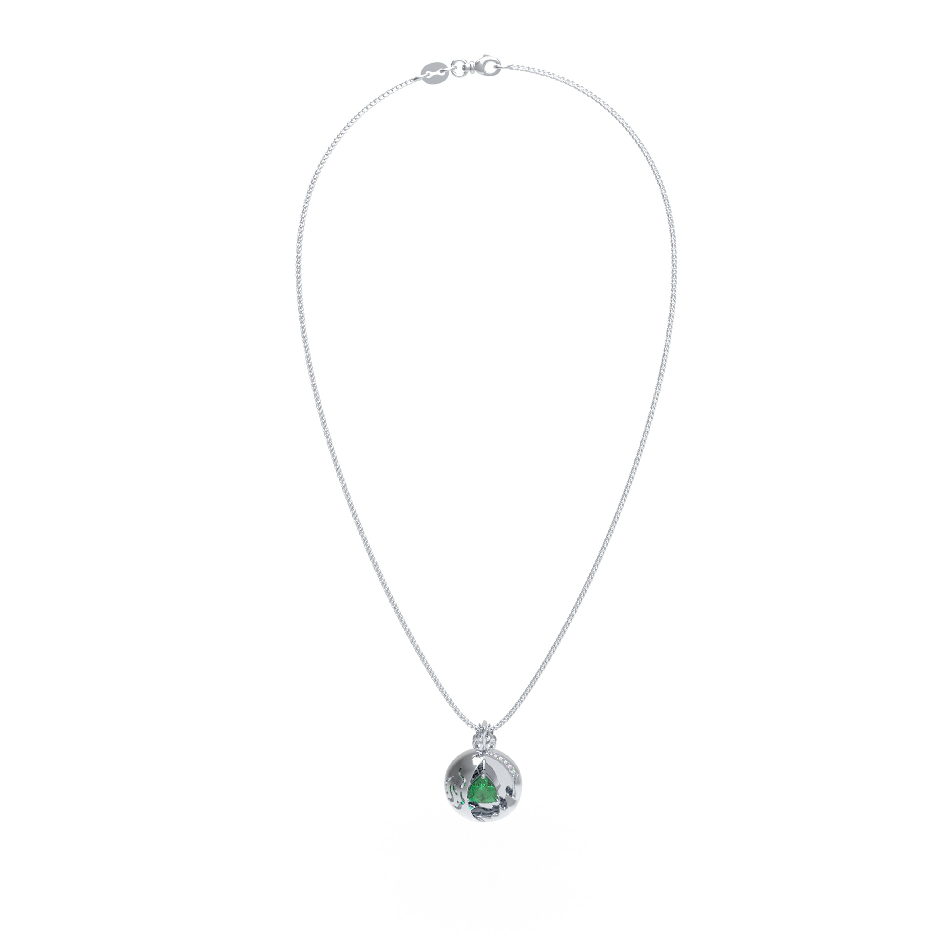 1CT Pear-Cut Lab-Grown Emerald & Diamond Pendant Necklace