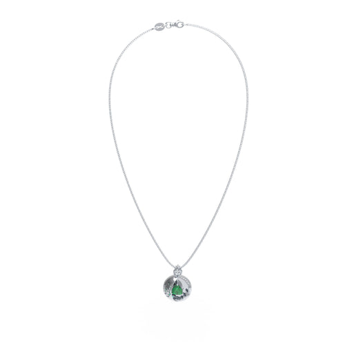 1CT Pear-Cut Lab-Grown Emerald & Diamond Pendant Necklace