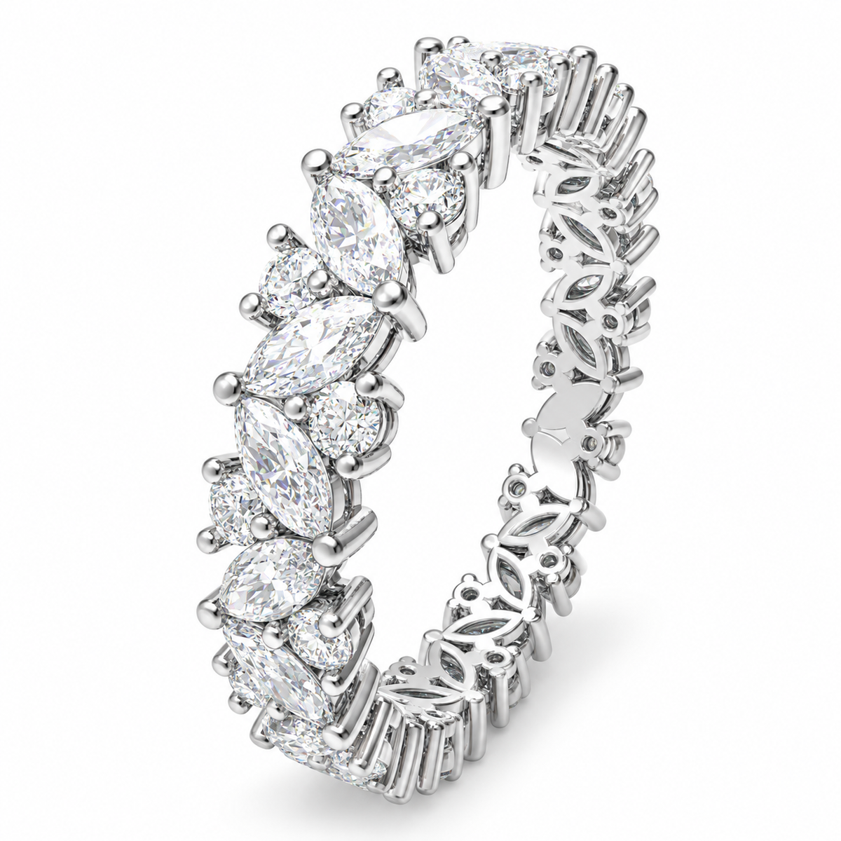 Eternal Leaves Marquise & Round Lab-Grown Diamond Eternity Ring