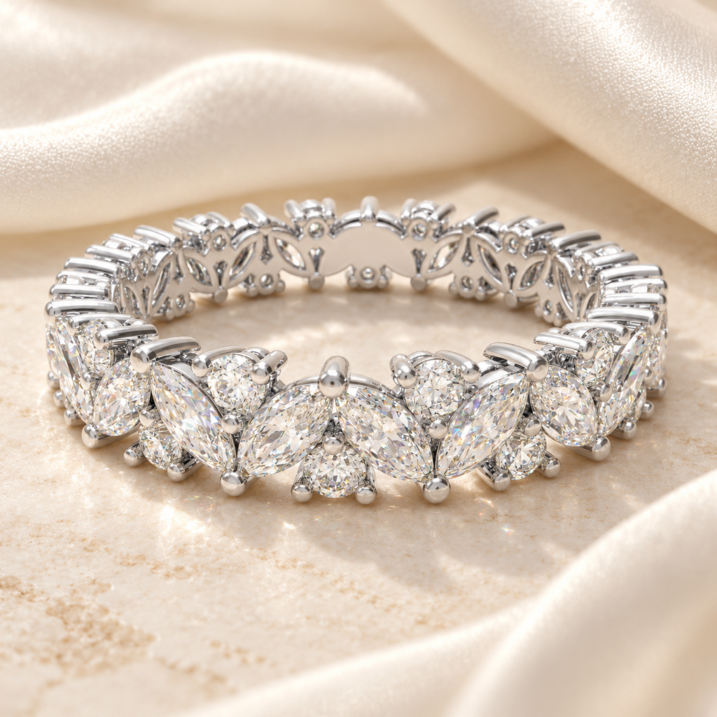 Eternal Leaves Marquise & Round Lab-Grown Diamond Eternity Ring