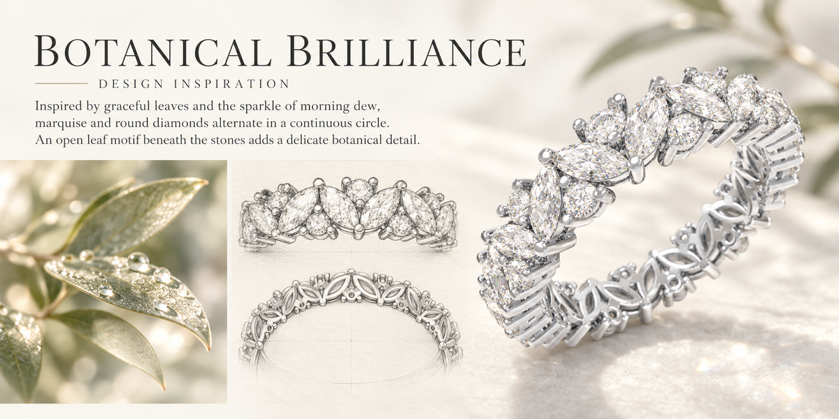 Eternal Leaves Marquise & Round Lab-Grown Diamond Eternity Ring